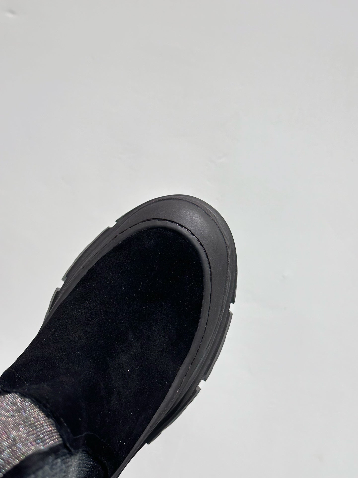 Brunello Monili-Bead Ankle Boots Black Suede Knit 607848