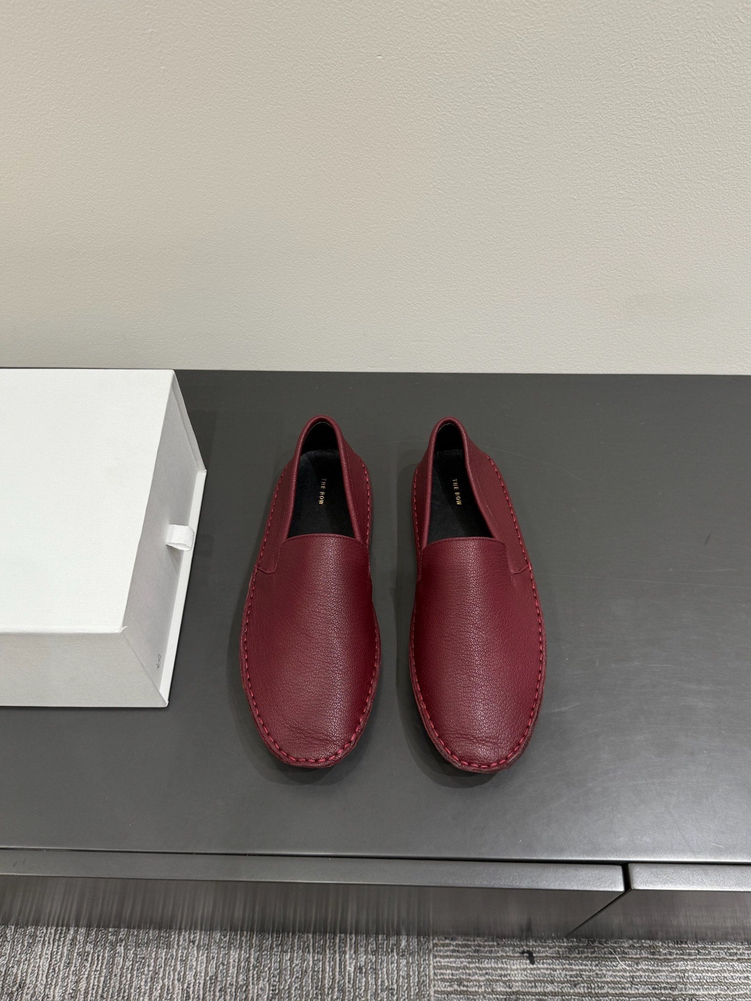 The Row Vasko Slippers Dar Red Calfskin 337480