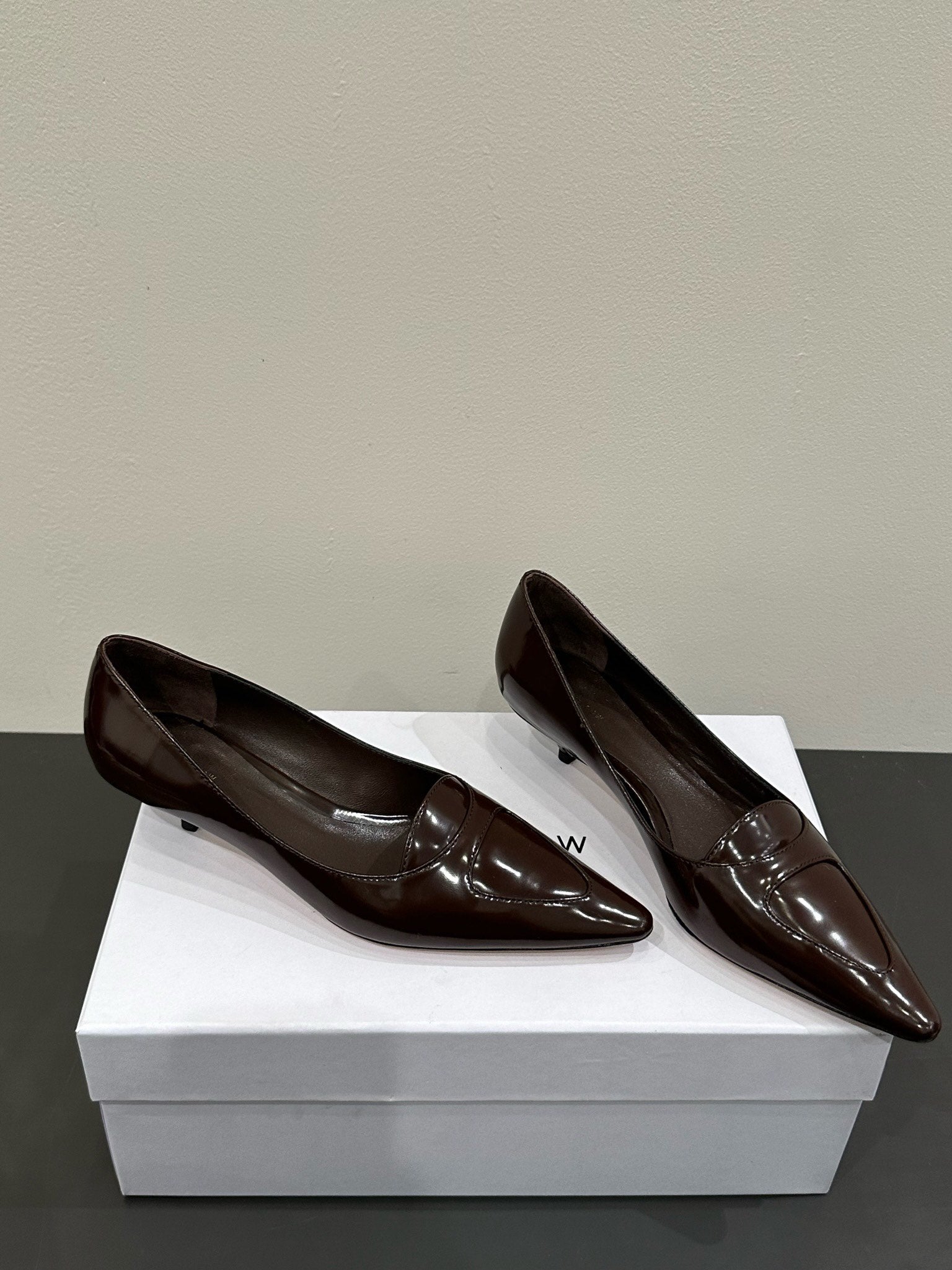 The Row Viv Kitten Pumps 35mm Dark Brown Leather 337489