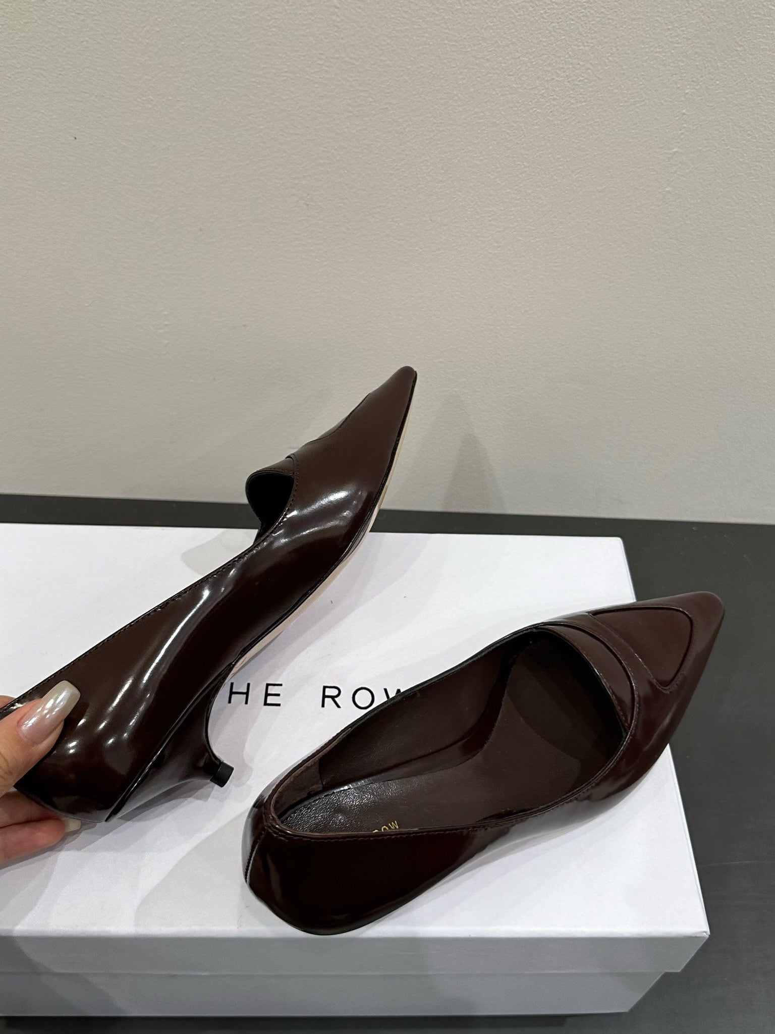The Row Viv Kitten Pumps 35mm Dark Brown Leather 337489
