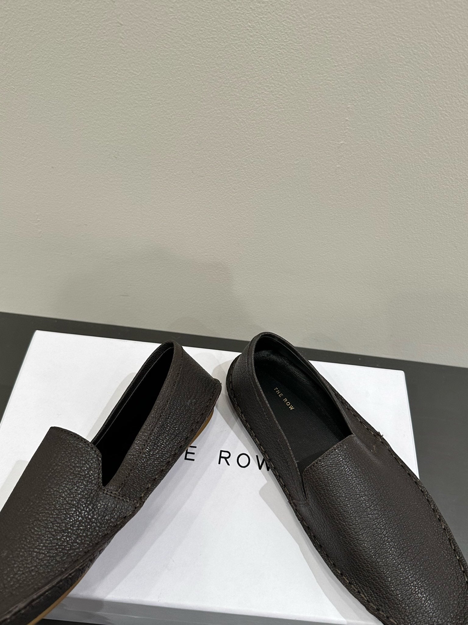 The Row Vasko Slippers Dark Brown Leather 337492