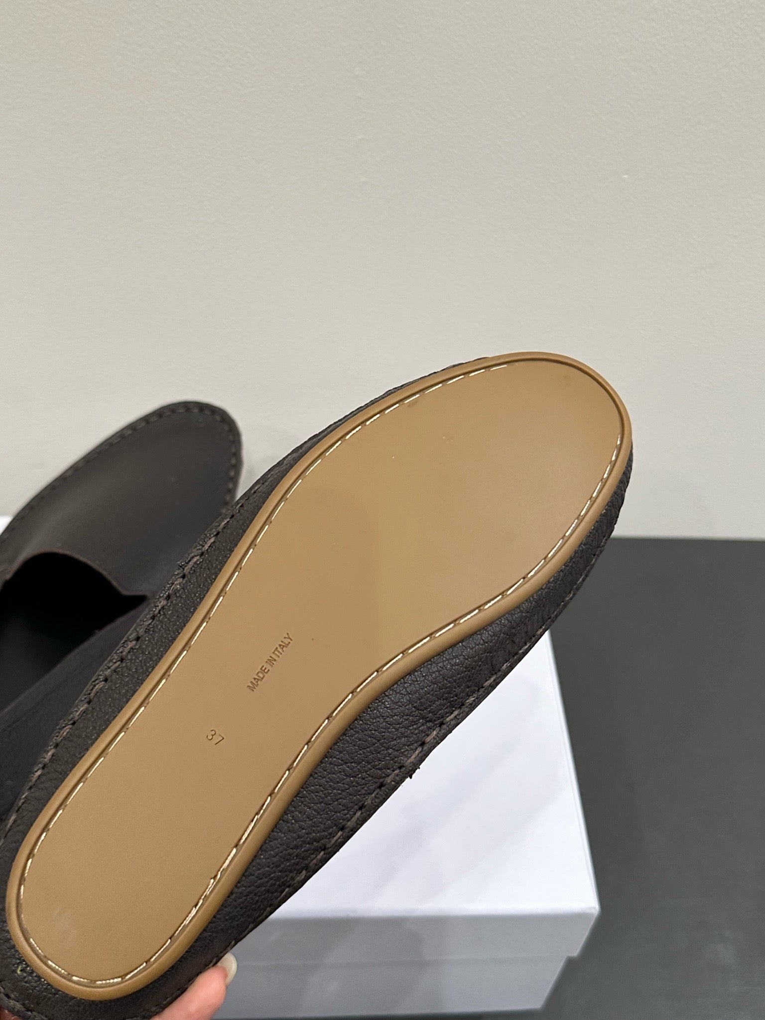 The Row Vasko Slippers Dark Brown Leather 337492