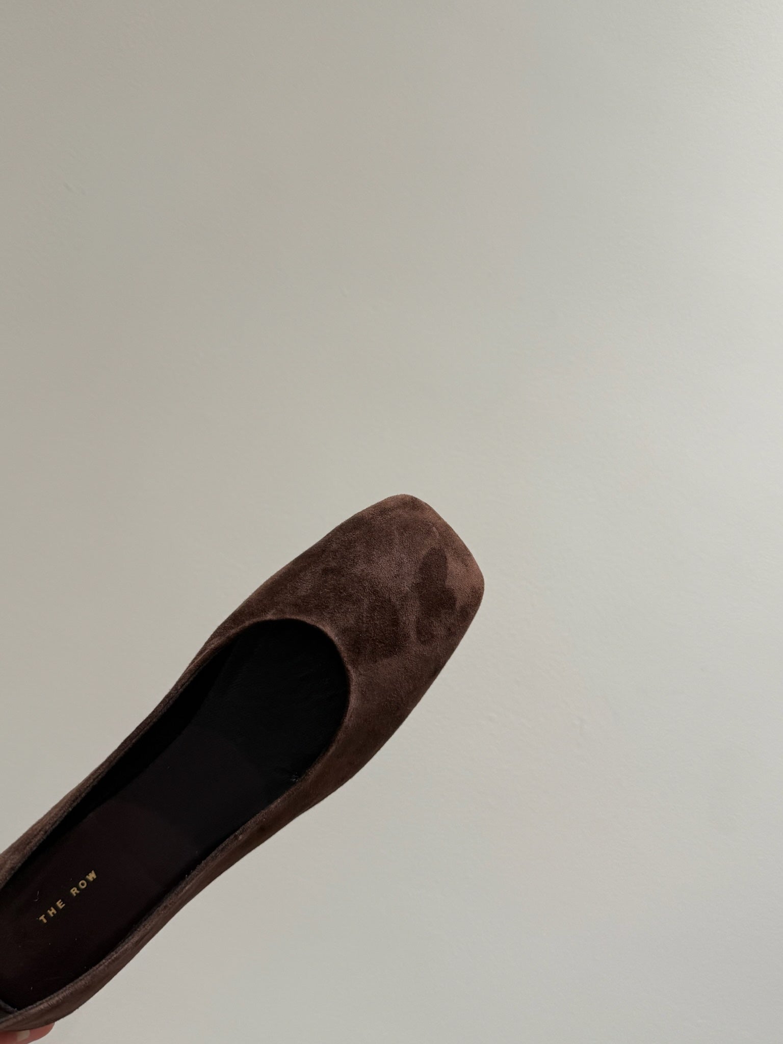 The Row Ballet Flats Dark Brown Cow Suede 337495