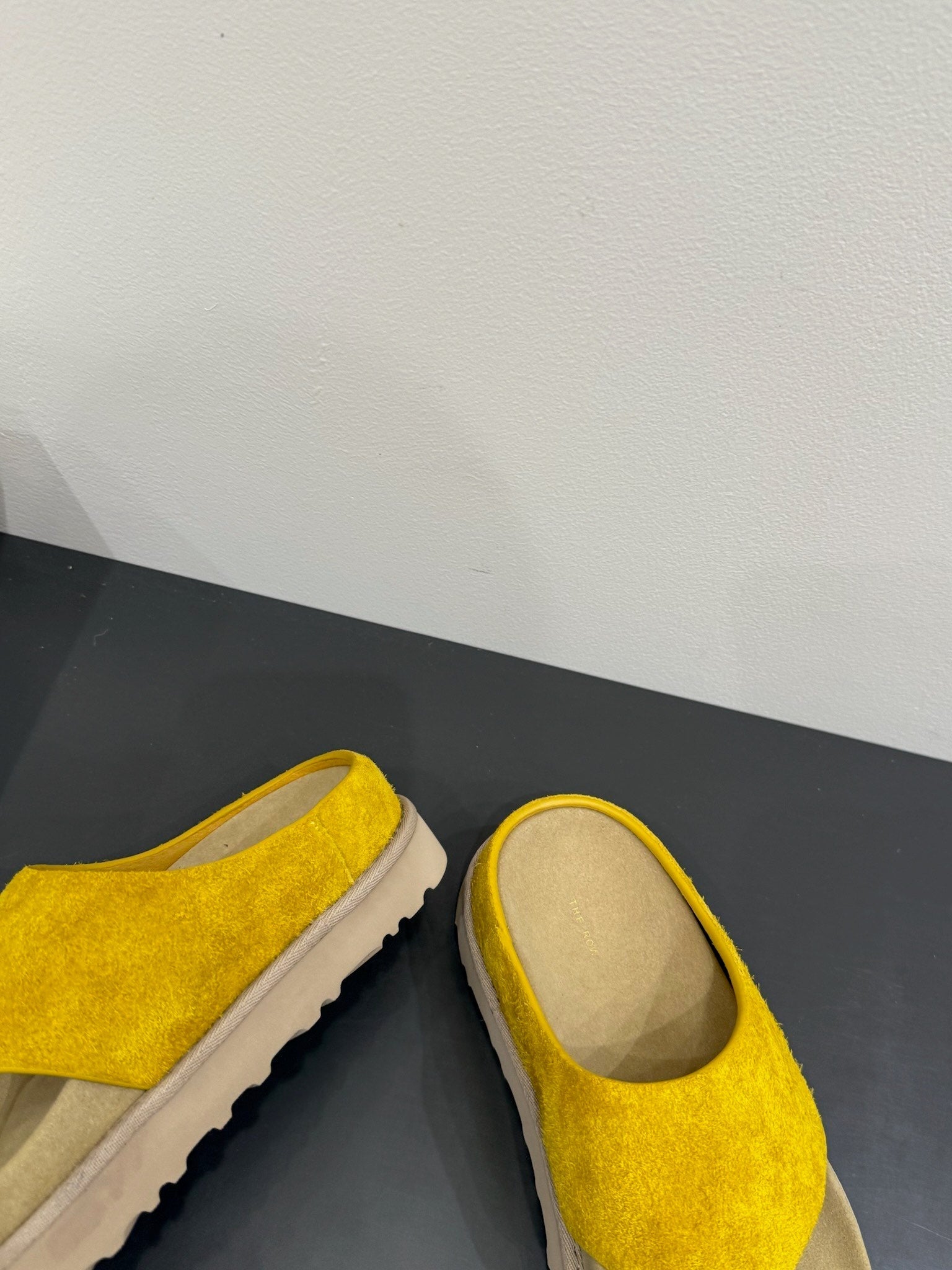 The Row Flat Sandal Yellow Cow Suede 337502