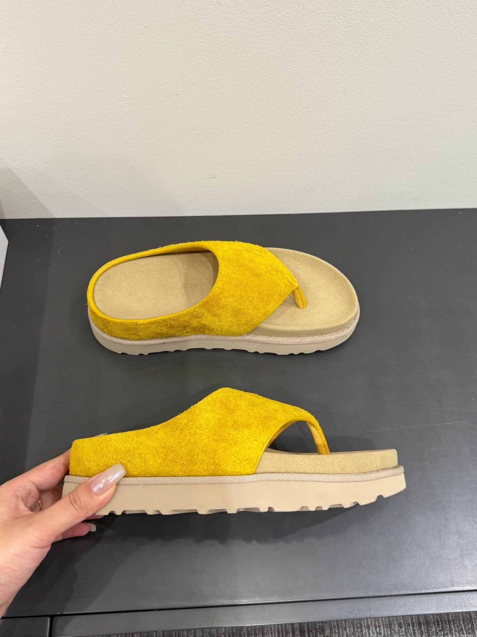 The Row Flat Sandal Yellow Cow Suede 337502