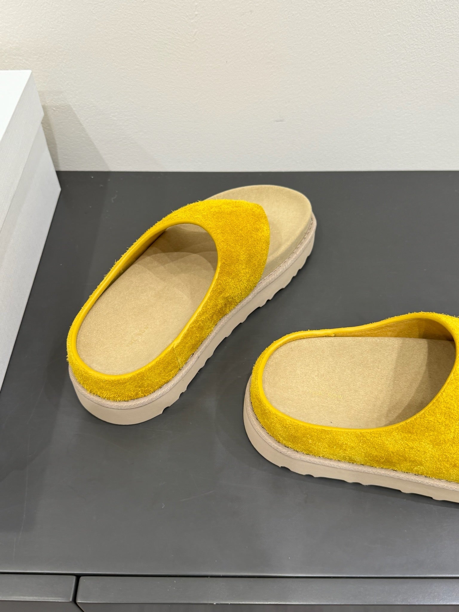 The Row Flat Sandal Yellow Cow Suede 337502