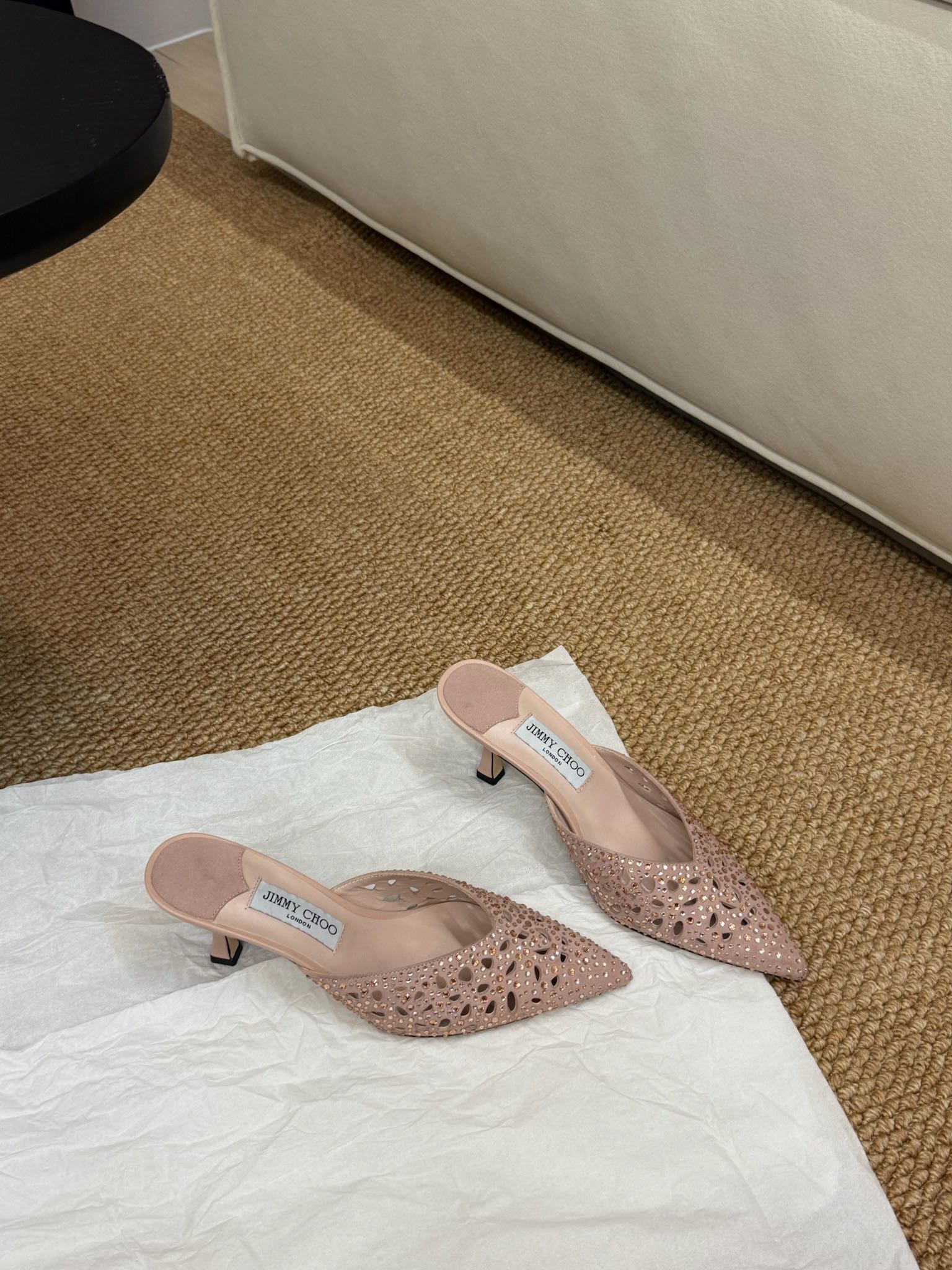 Jimmy Solar Mules 70mm Pink Cowhide 420164