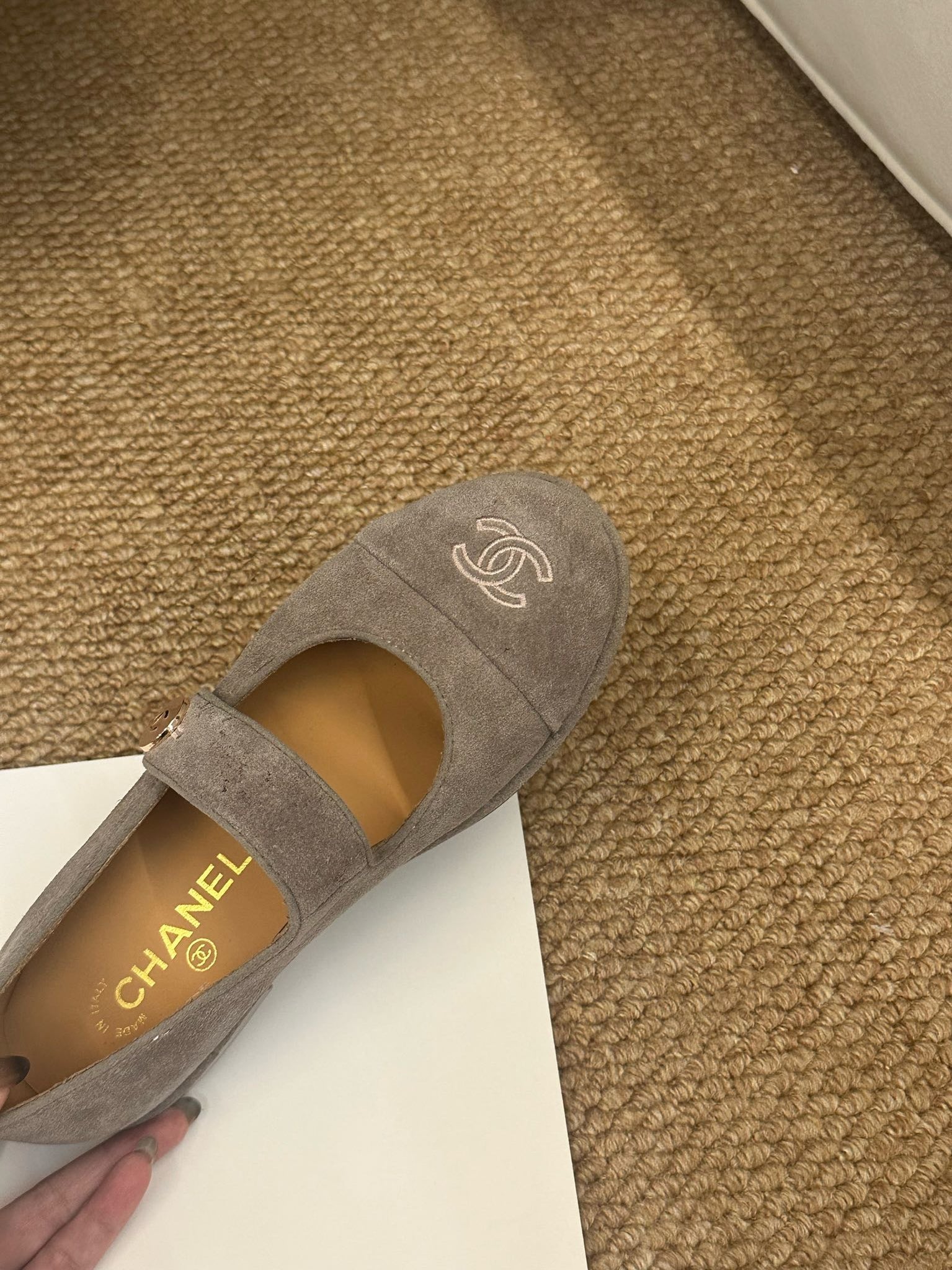 CC 26s Mary Jane Flats Taupe Brown Suede