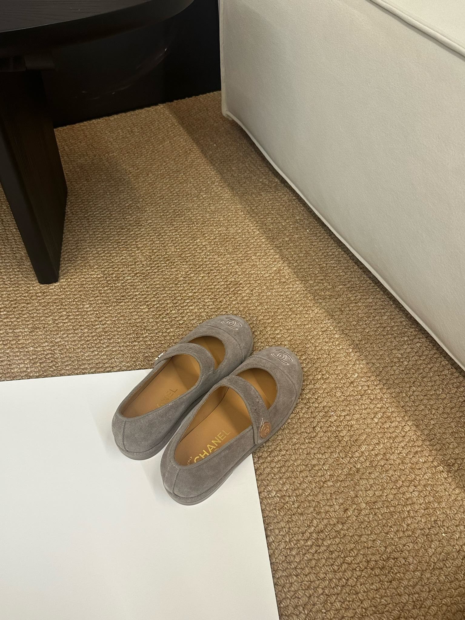 CC 26s Mary Jane Flats Taupe Brown Suede