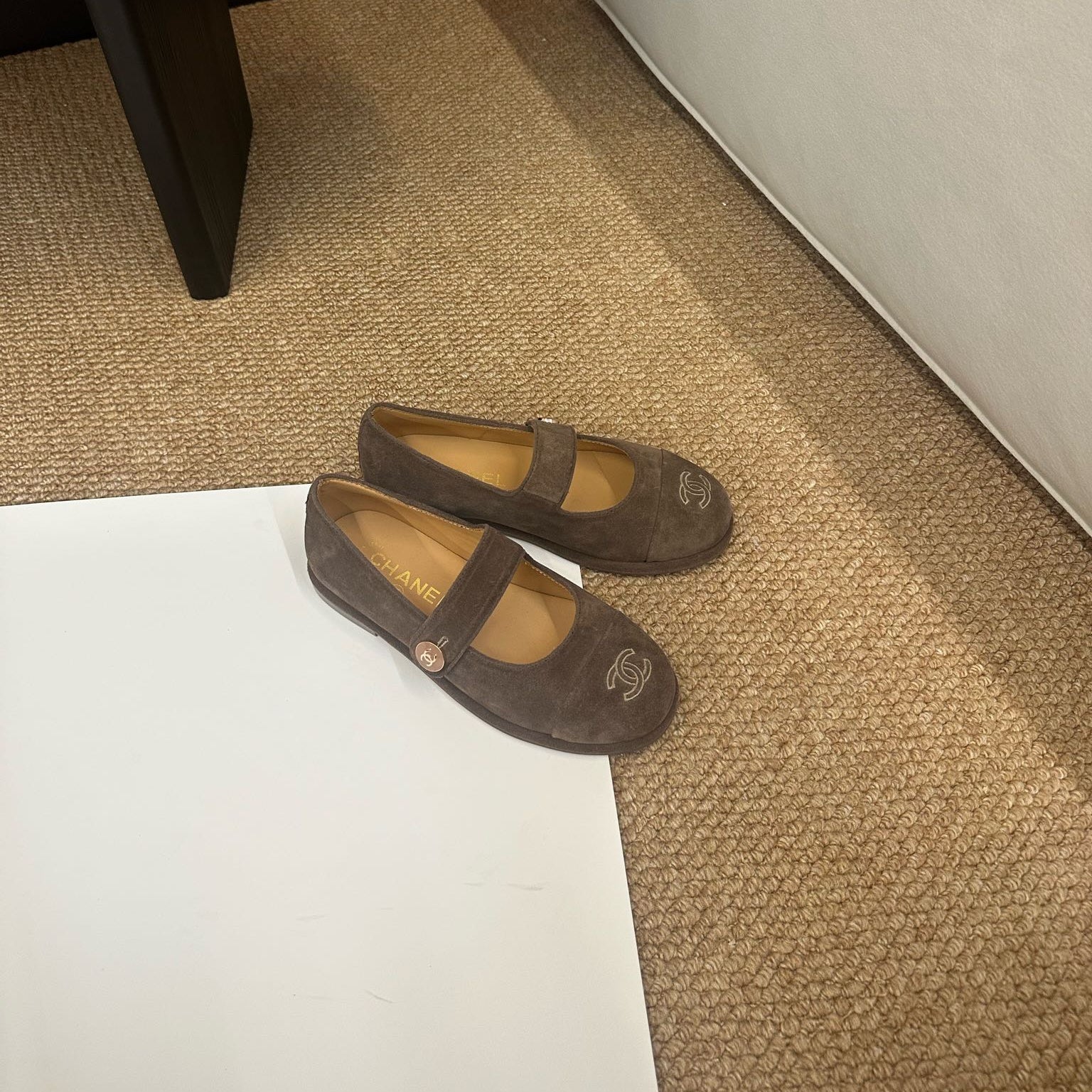 CC 26s Mary Jane Flats Dark Brown Suede