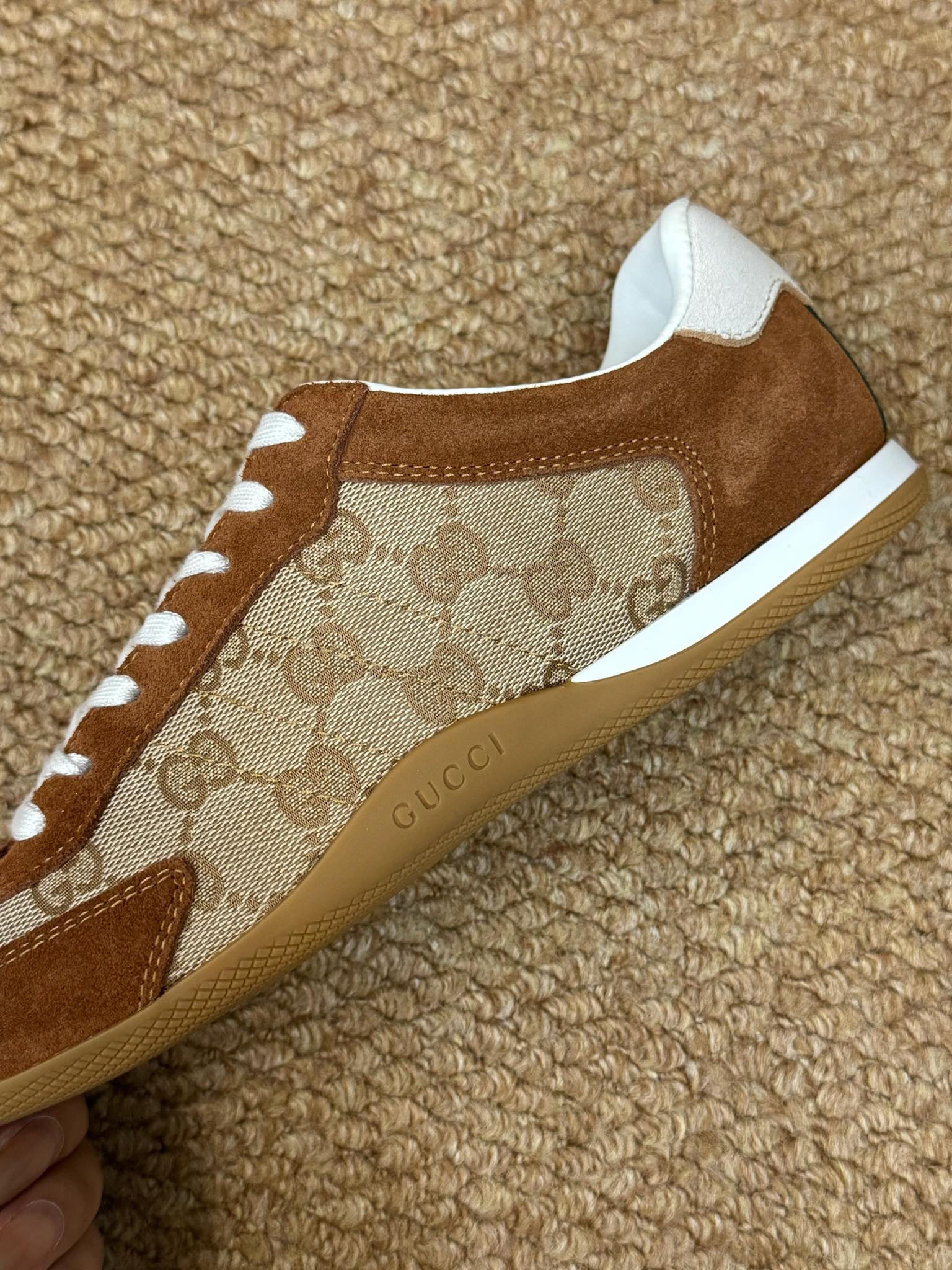GG 26s Shift Sneakers Brown Suede Canvas 691475