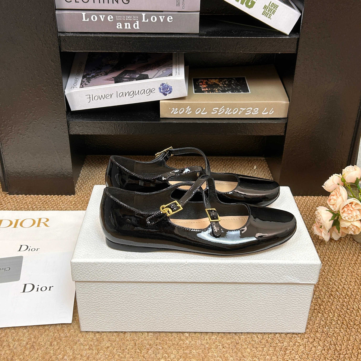 CD 26s Mary Jane Flats Black Patent Calfskin 157545