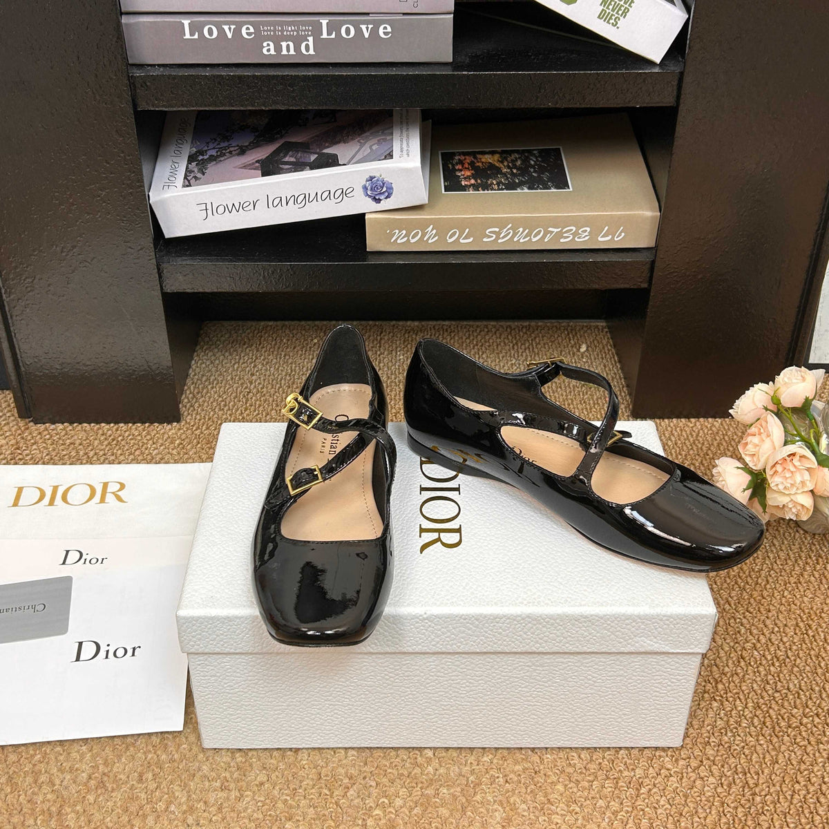 CD 26s Mary Jane Flats Black Patent Calfskin 157545