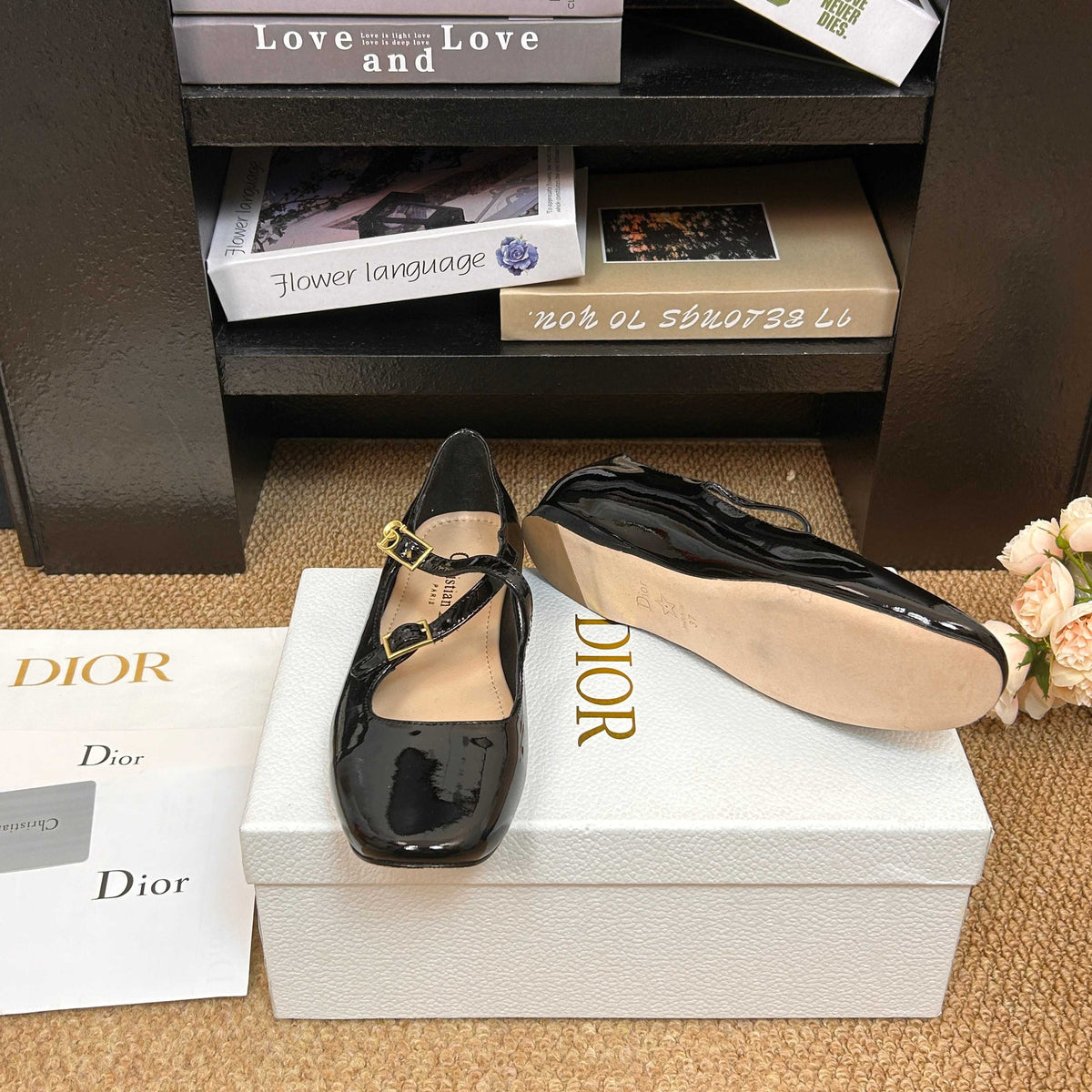 CD 26s Mary Jane Flats Black Patent Calfskin 157545