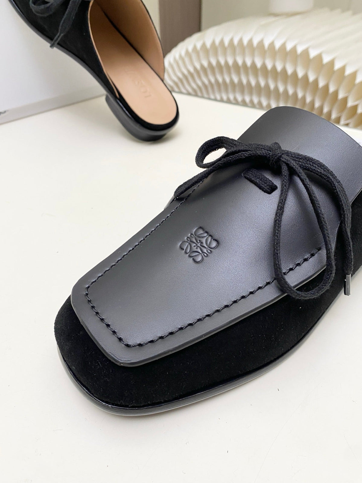 Loewe 26s Flat Mules In Brown Calfskin And Suede