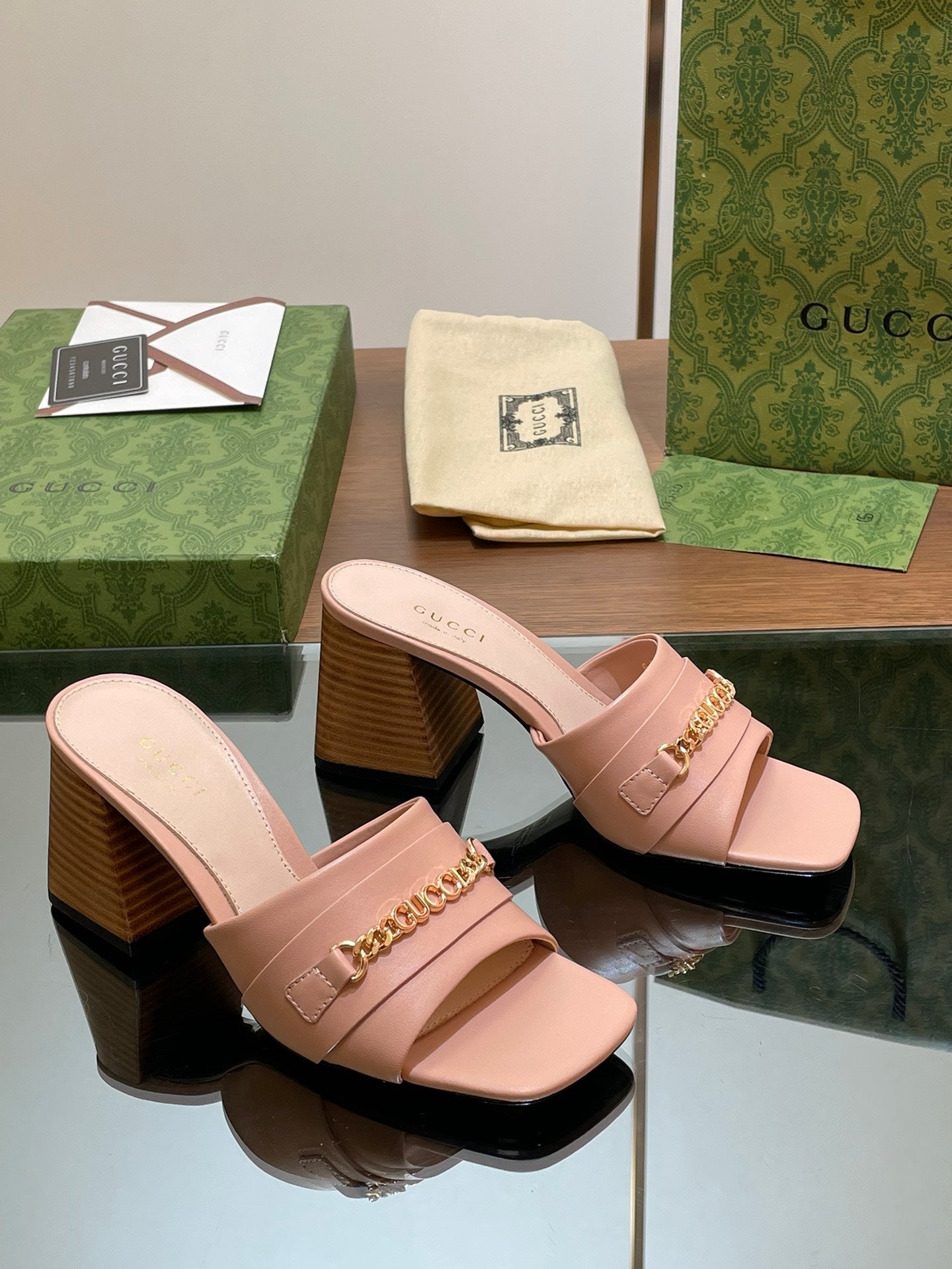 GG SIGNORIA SLIDE SANDAL PASTEL PINK DENIM