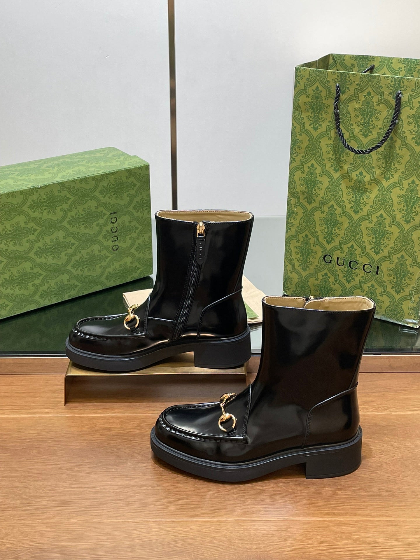 GG Horsebit Ankle Boot Black Calfskin