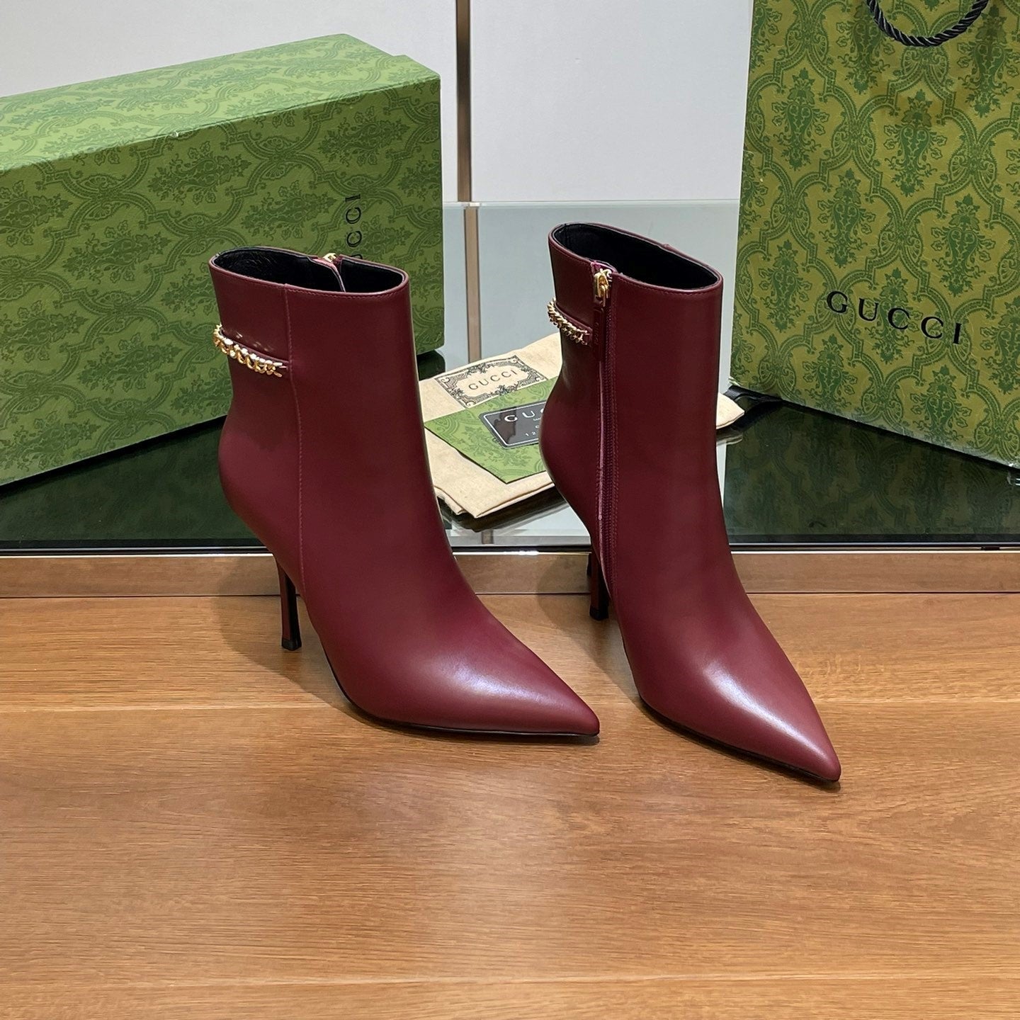 GG 26s Signoria Ankle Boot 10.5cm Burgundy Cowhide 997221