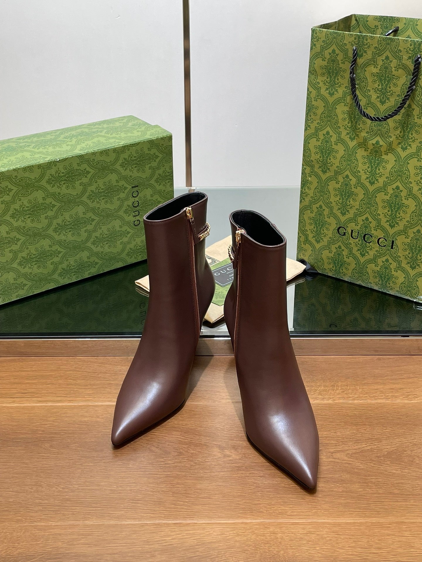 GG 26s Signoria Ankle Boot 10.5cm Brown Cowhide 997222