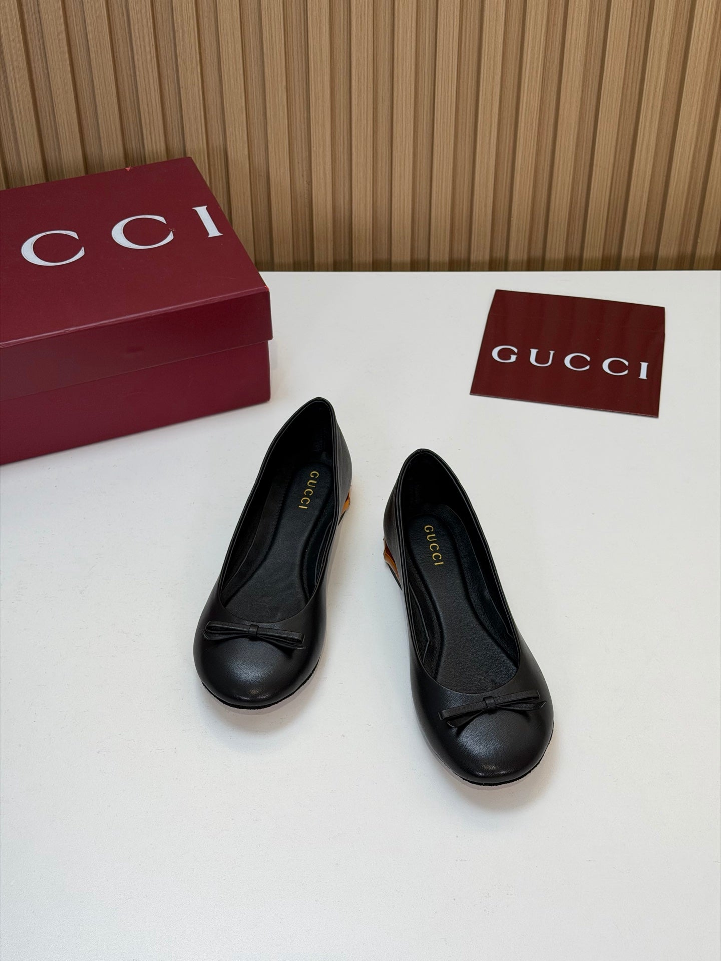 GG 26s Ballerina With Bamboo Flats Black Sheepskin 997175