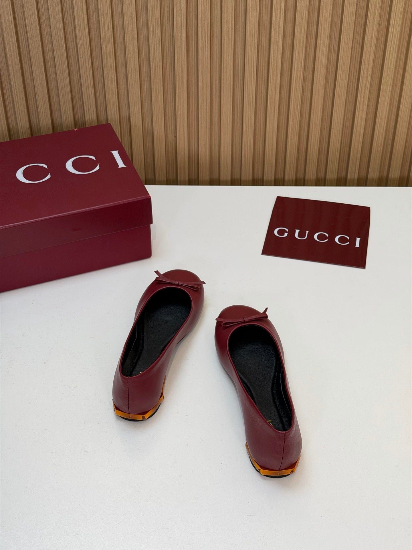 GG 26s Ballerina With Bamboo Flats Burgundy Sheepskin 997172