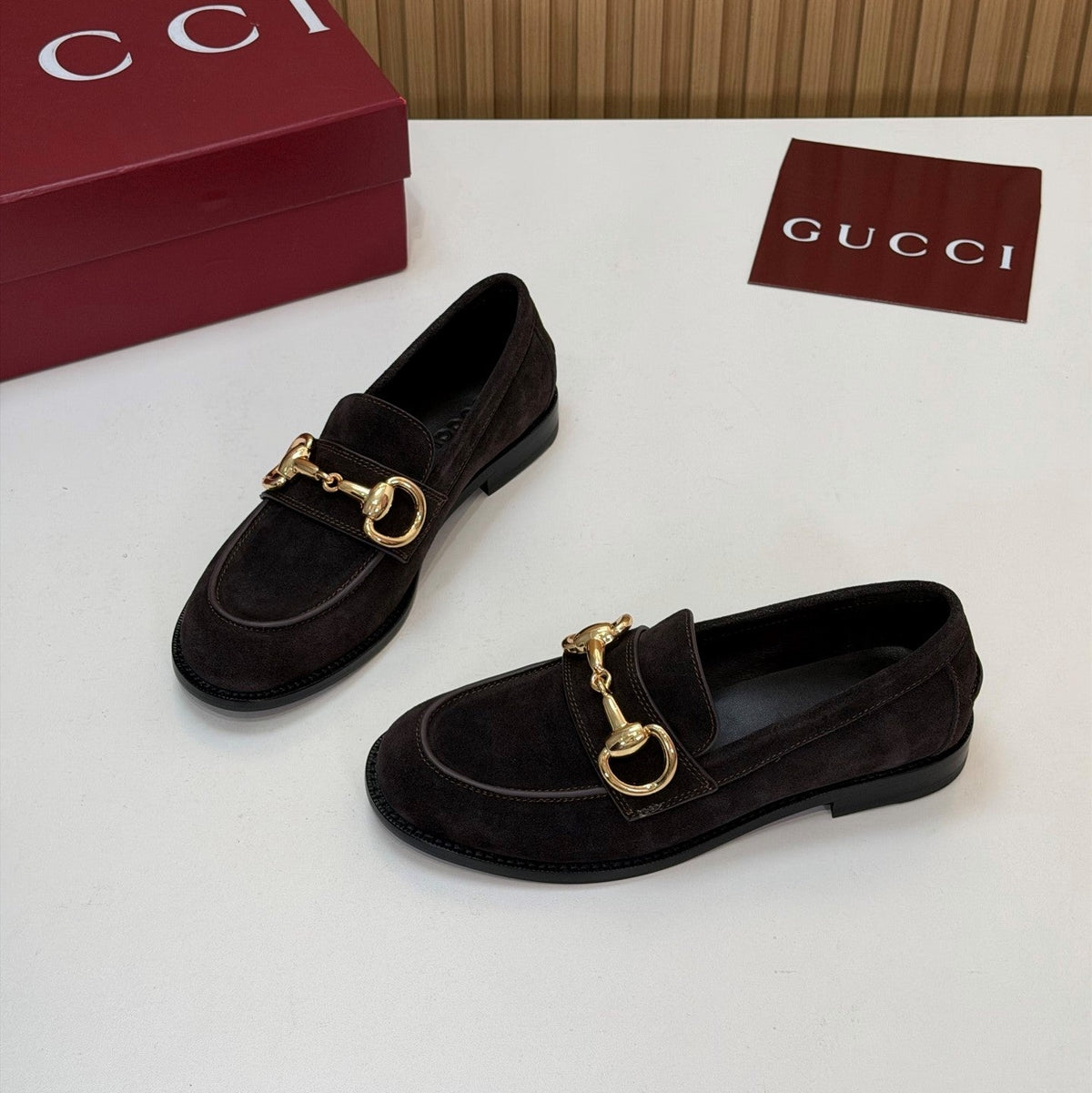 Gucci 26s Loafers Dark Brown Suede Leather 156822