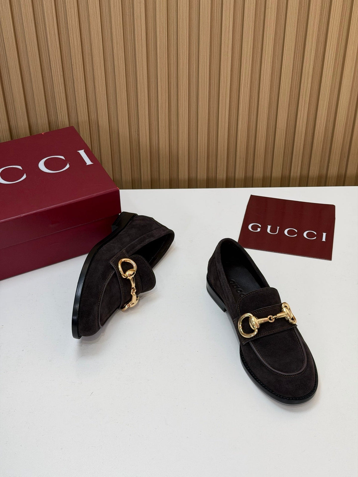 Gucci 26s Loafers Dark Brown Suede Leather 156822