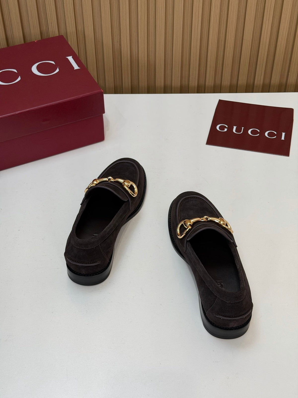 Gucci 26s Loafers Dark Brown Suede Leather 156822