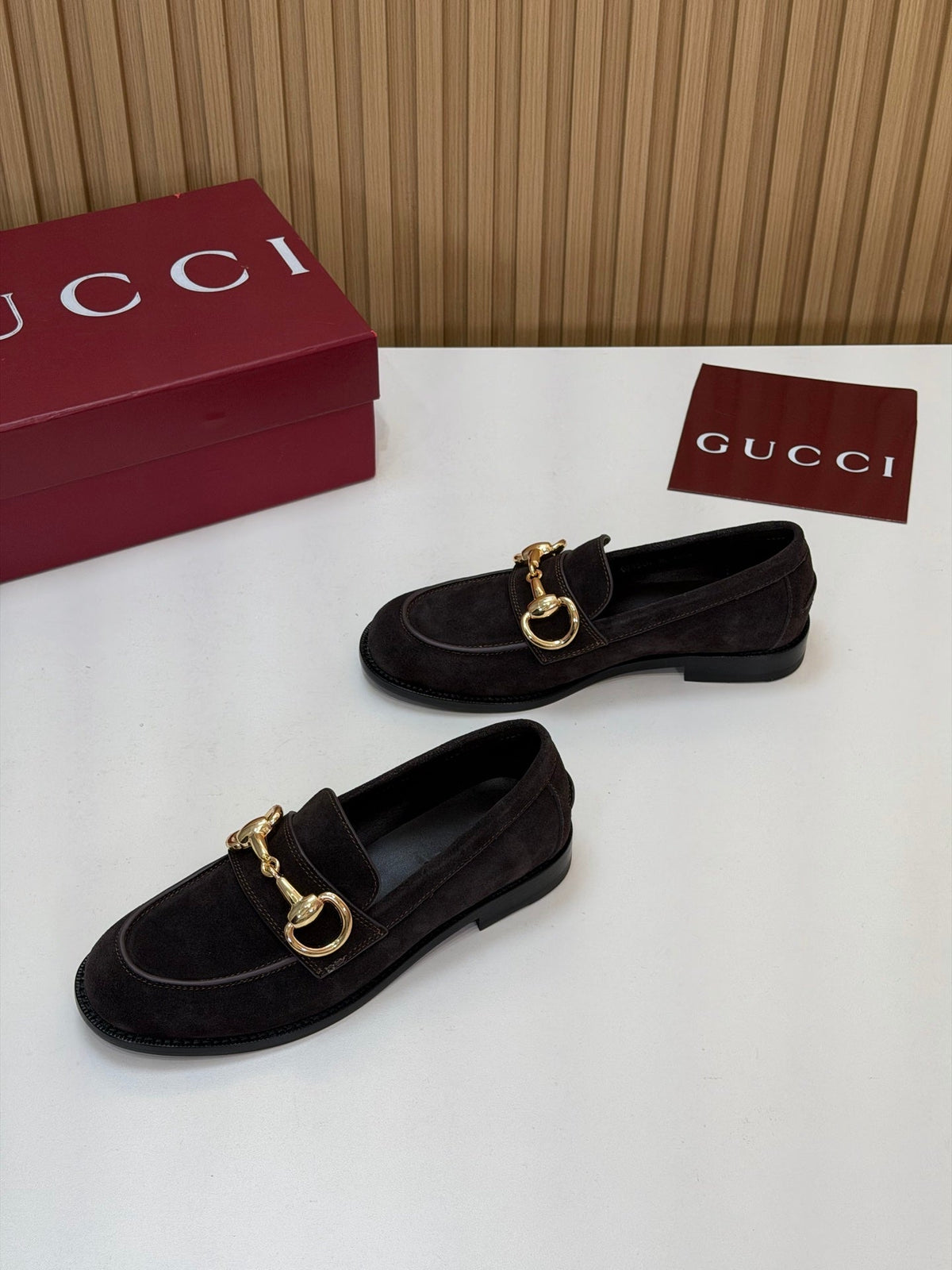 Gucci 26s Loafers Dark Brown Suede Leather 156822