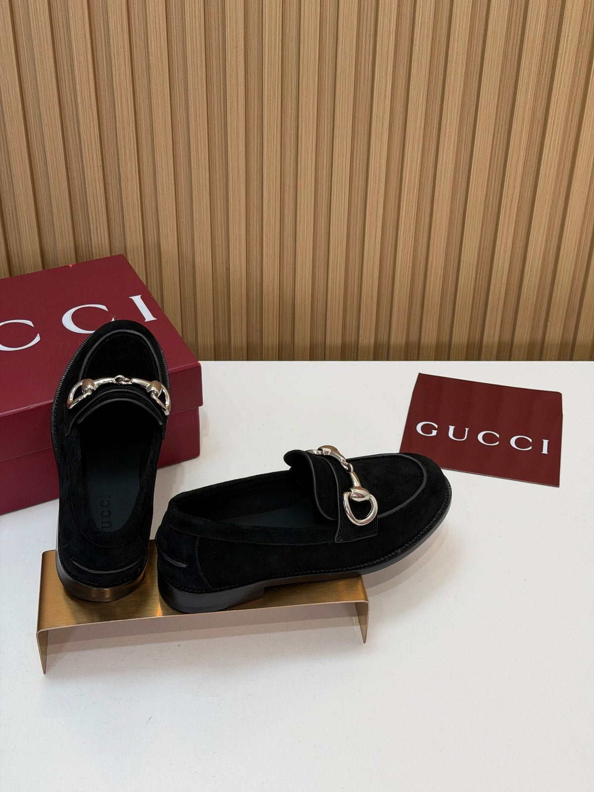 Gucci 26s Loafers Black Suede Leather 156823