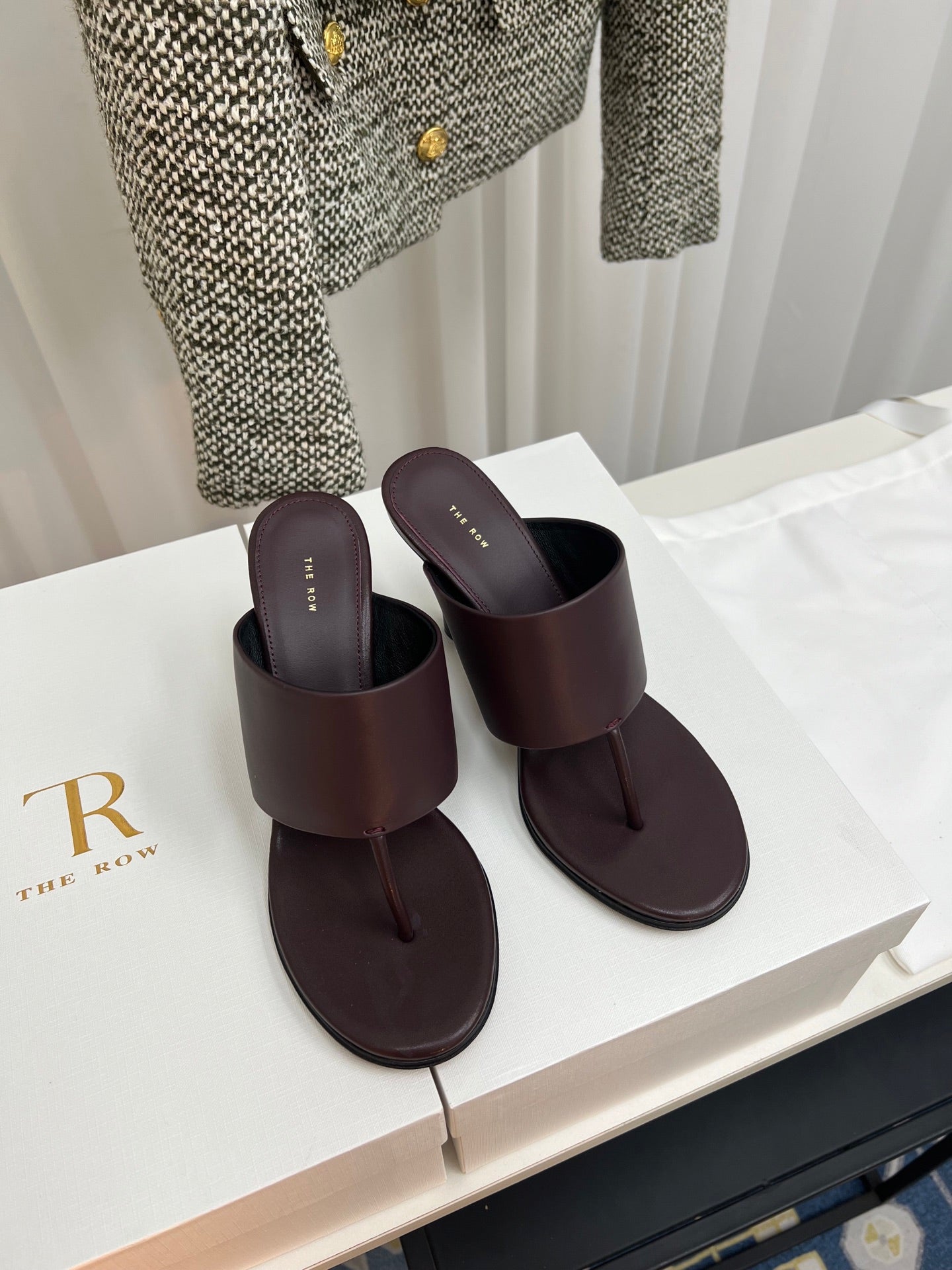 The Row Heel Sandals 50mm Dark Brown Calfskin 324736
