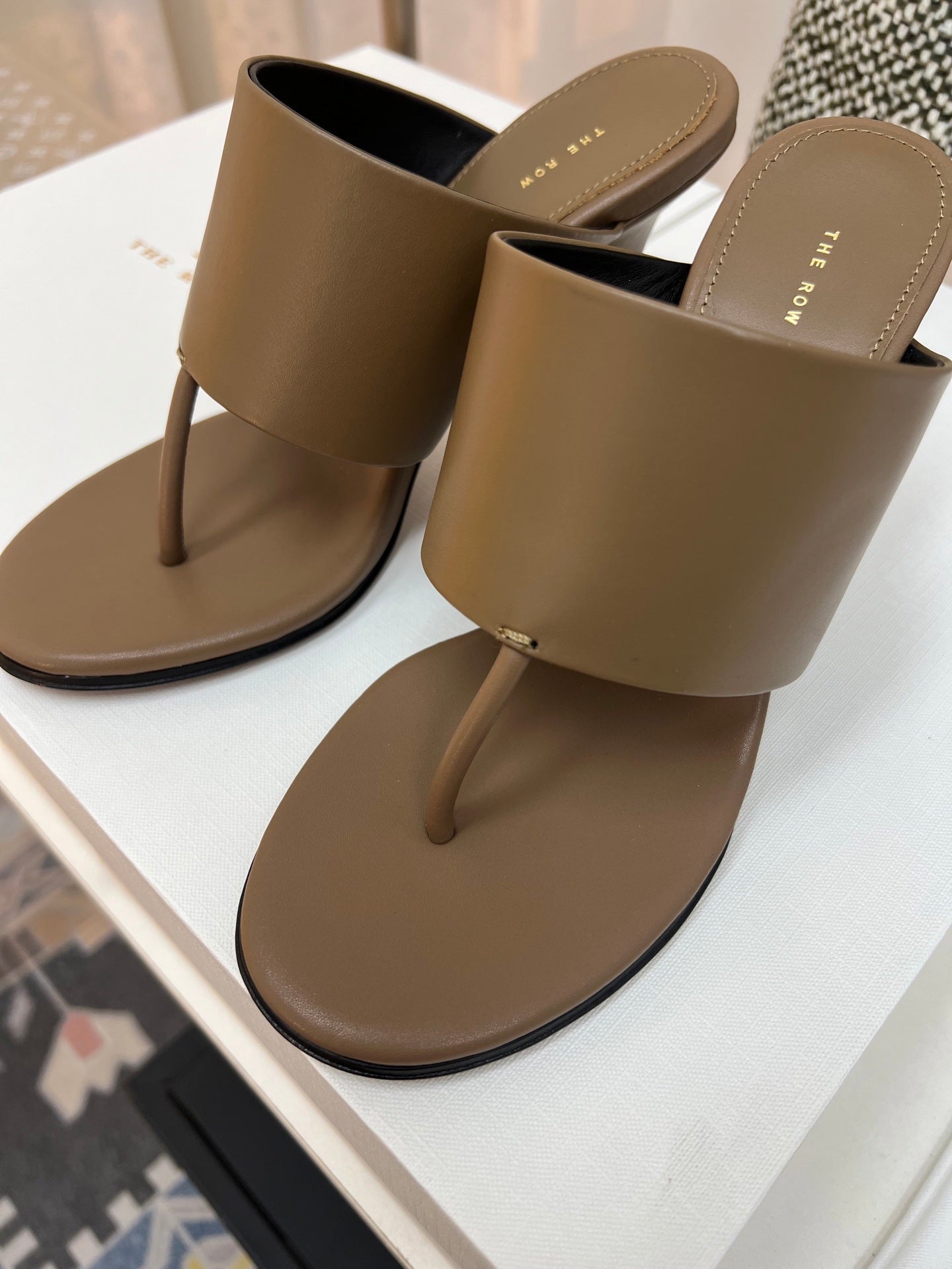 The Row Heel Sandals 50mm Brown Calfskin 324738