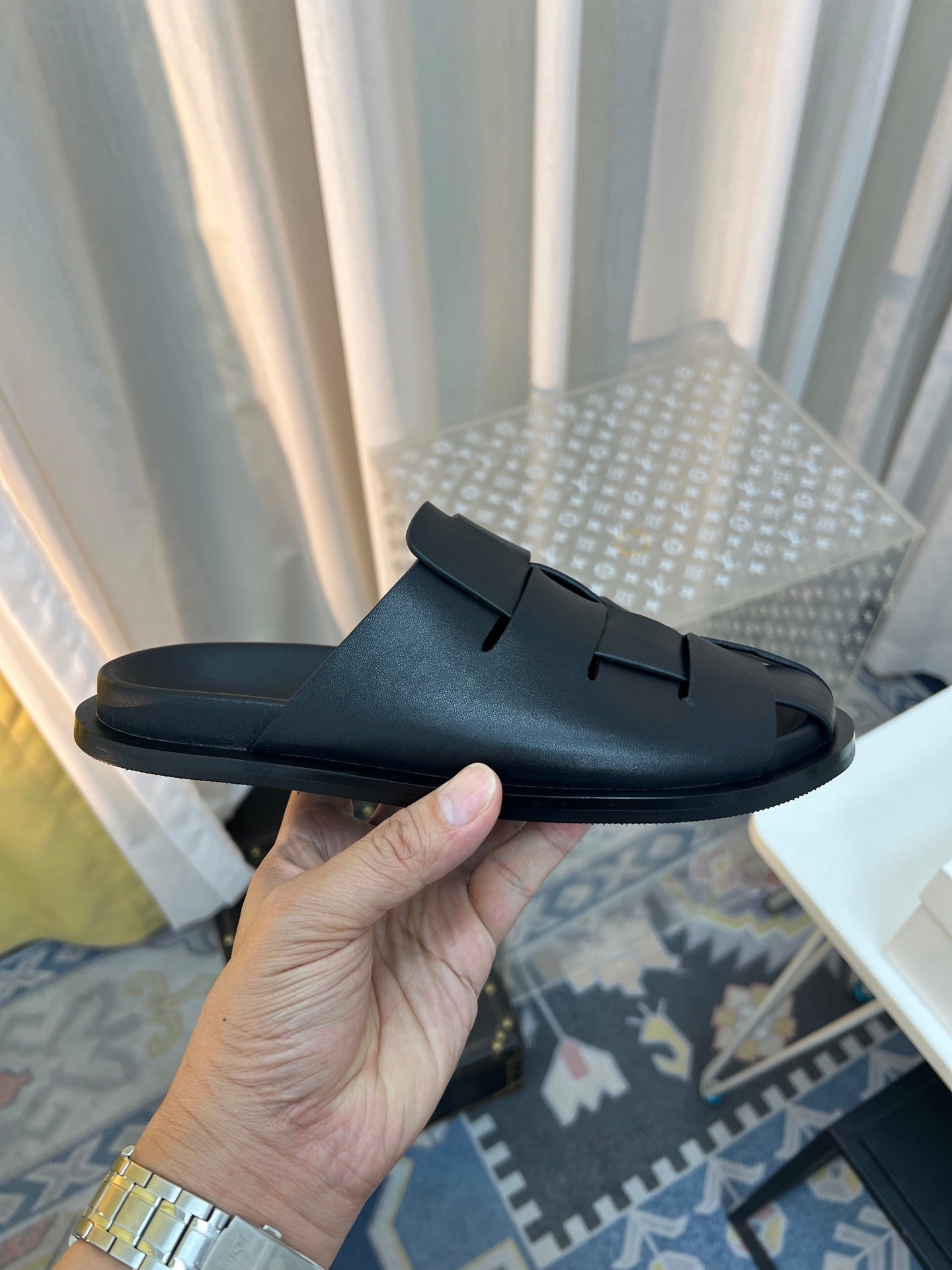 The Row Slide Black Lambskin 707558