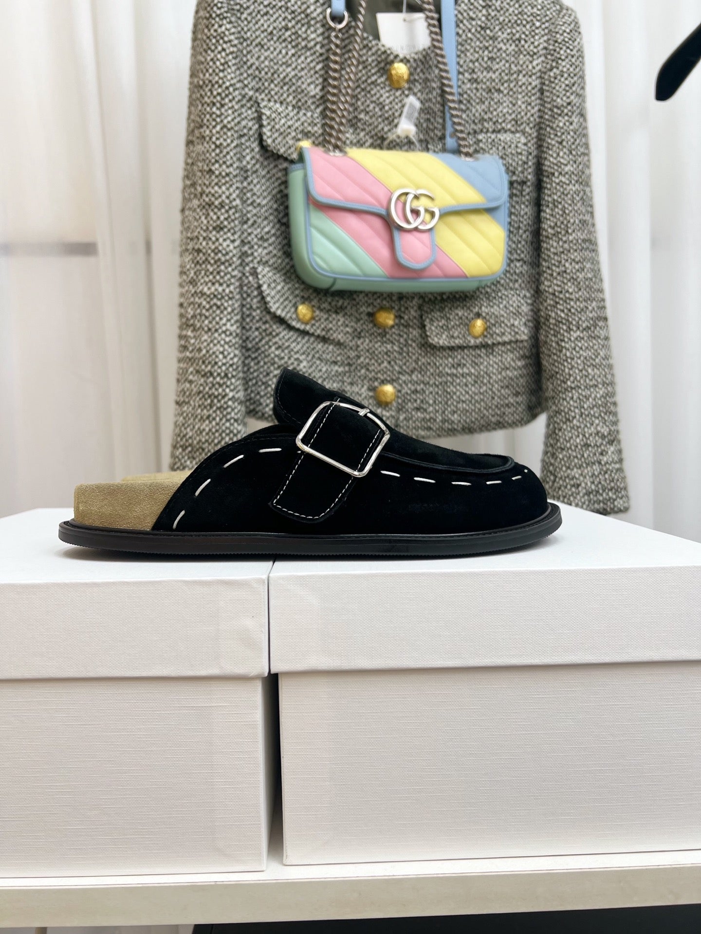 The Row 26 Birkenstock Slippers Black Suede 832675