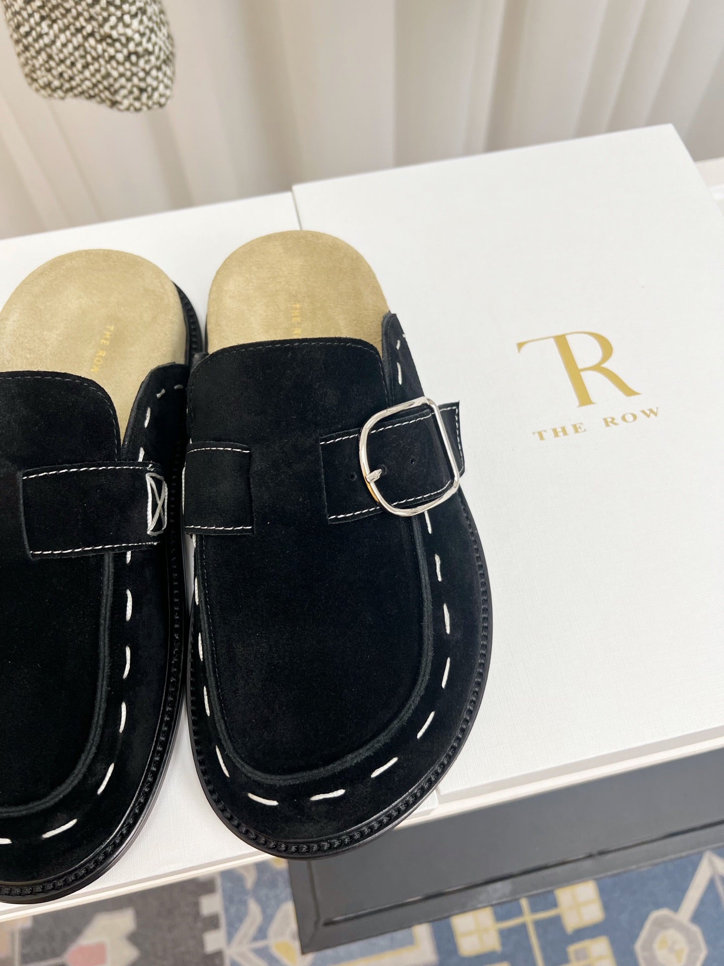The Row 26 Birkenstock Slippers Black Suede 832675