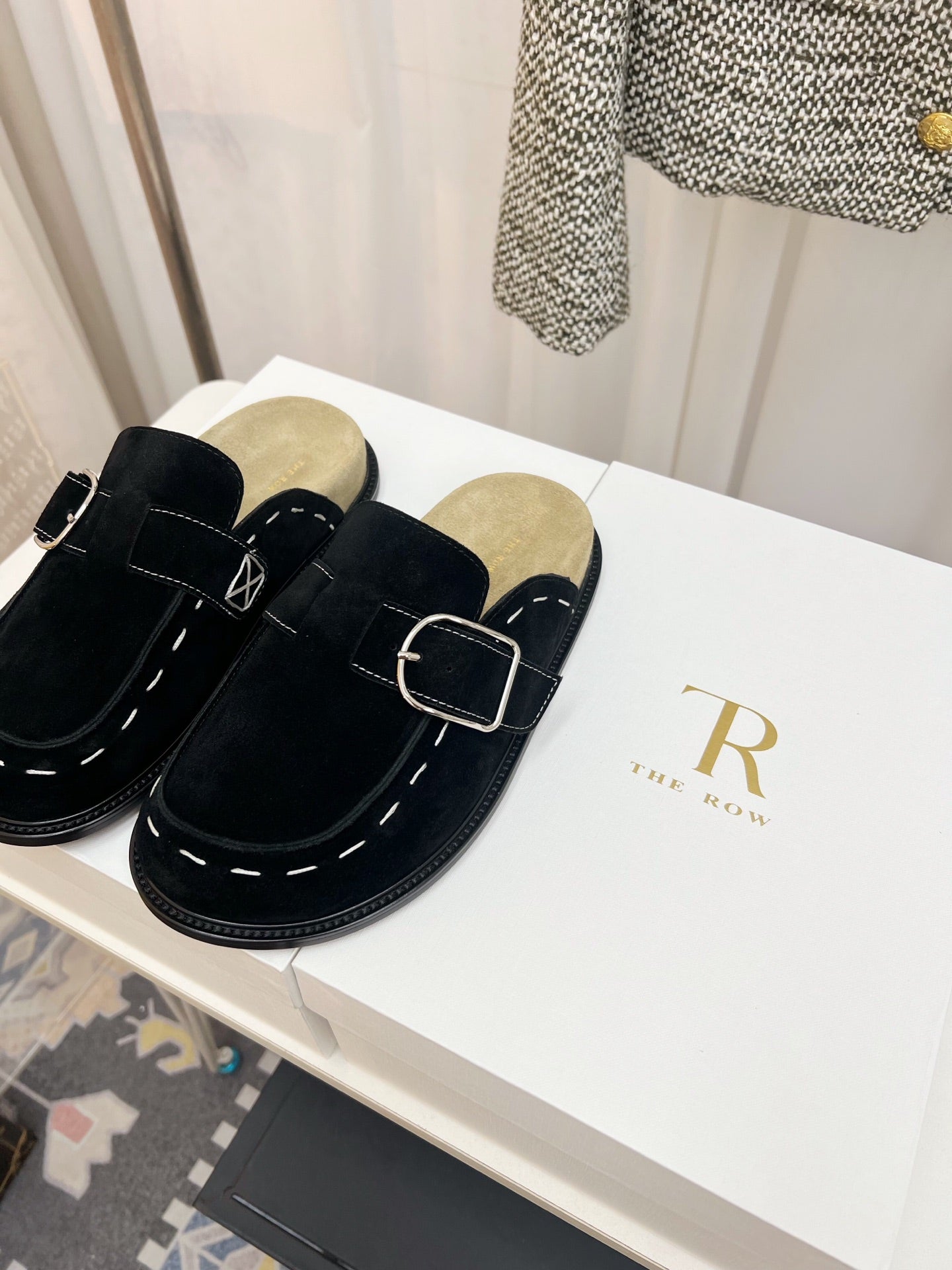 The Row 26 Birkenstock Slippers Black Suede 832675