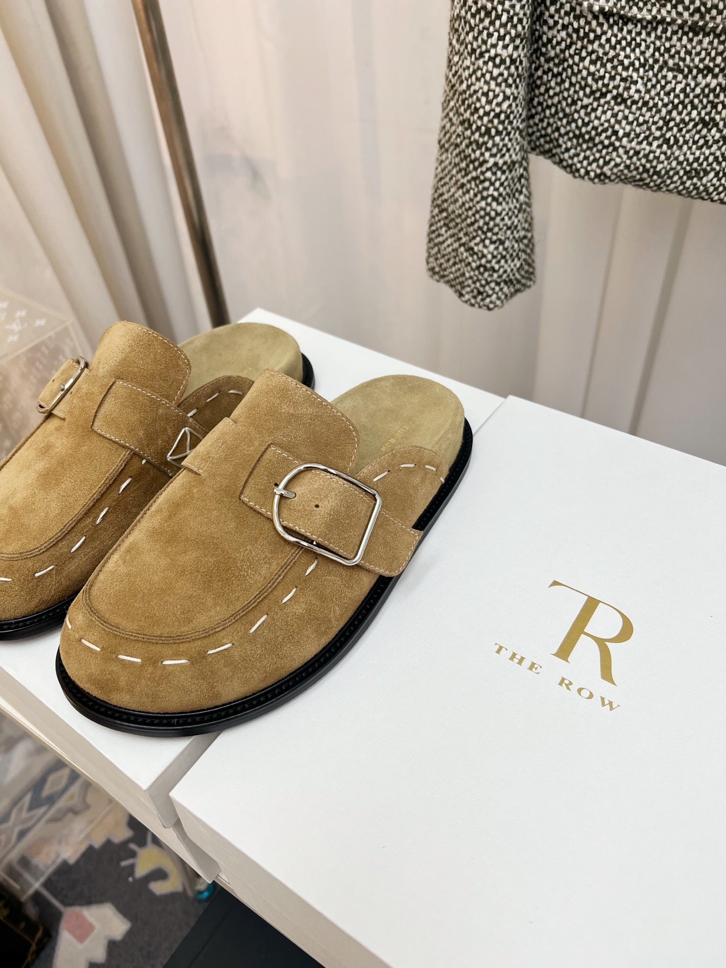 The Row 26 Birkenstock Slippers Beige Suede 832676
