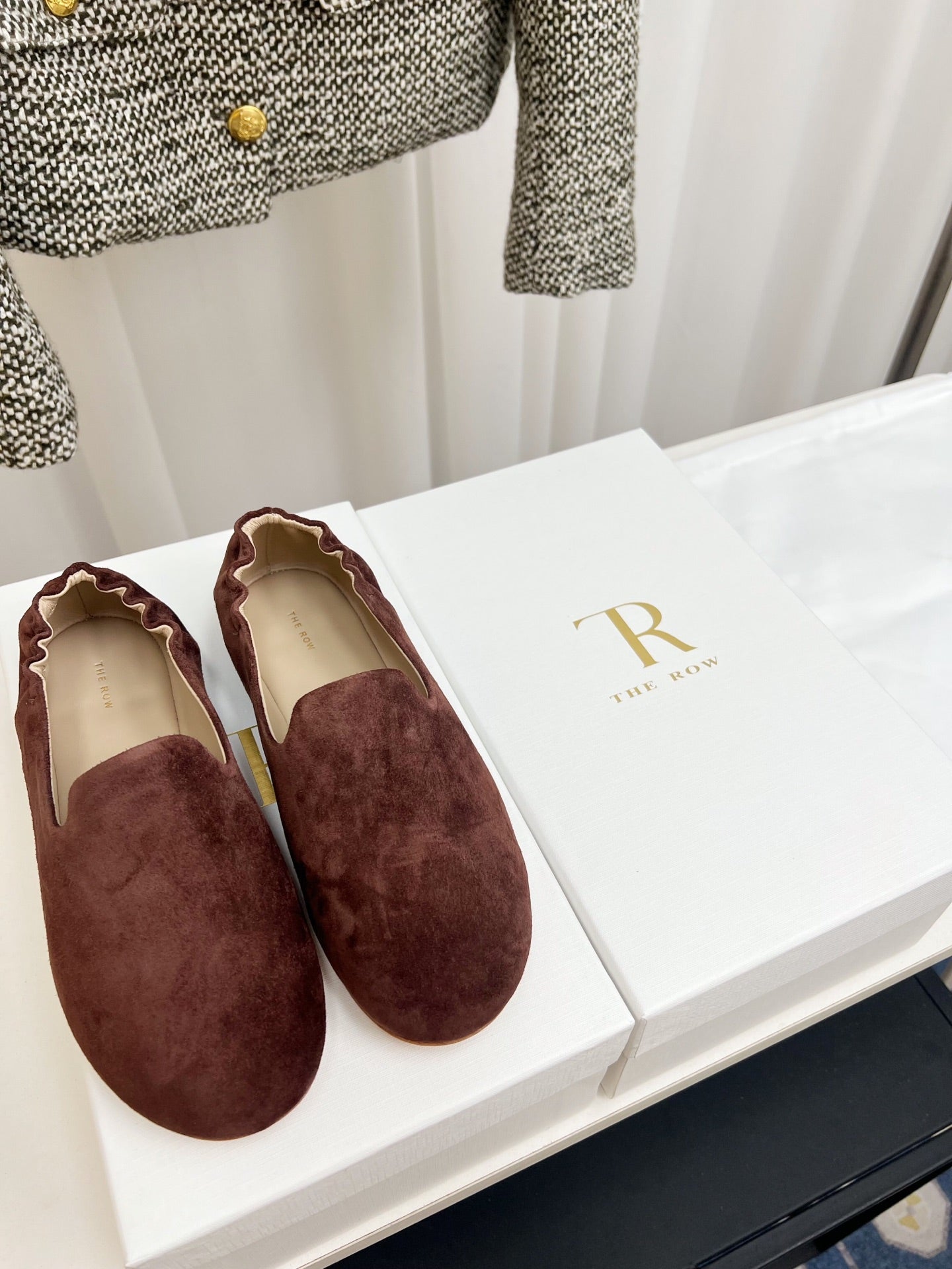 The Row Casa Ballet Flat Brown Suede 832671