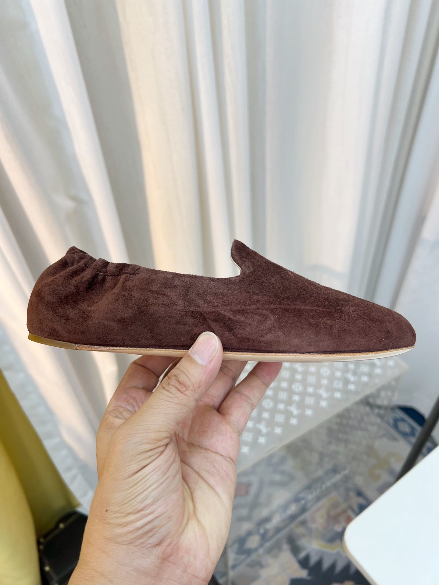 The Row Casa Ballet Flat Brown Suede 832671