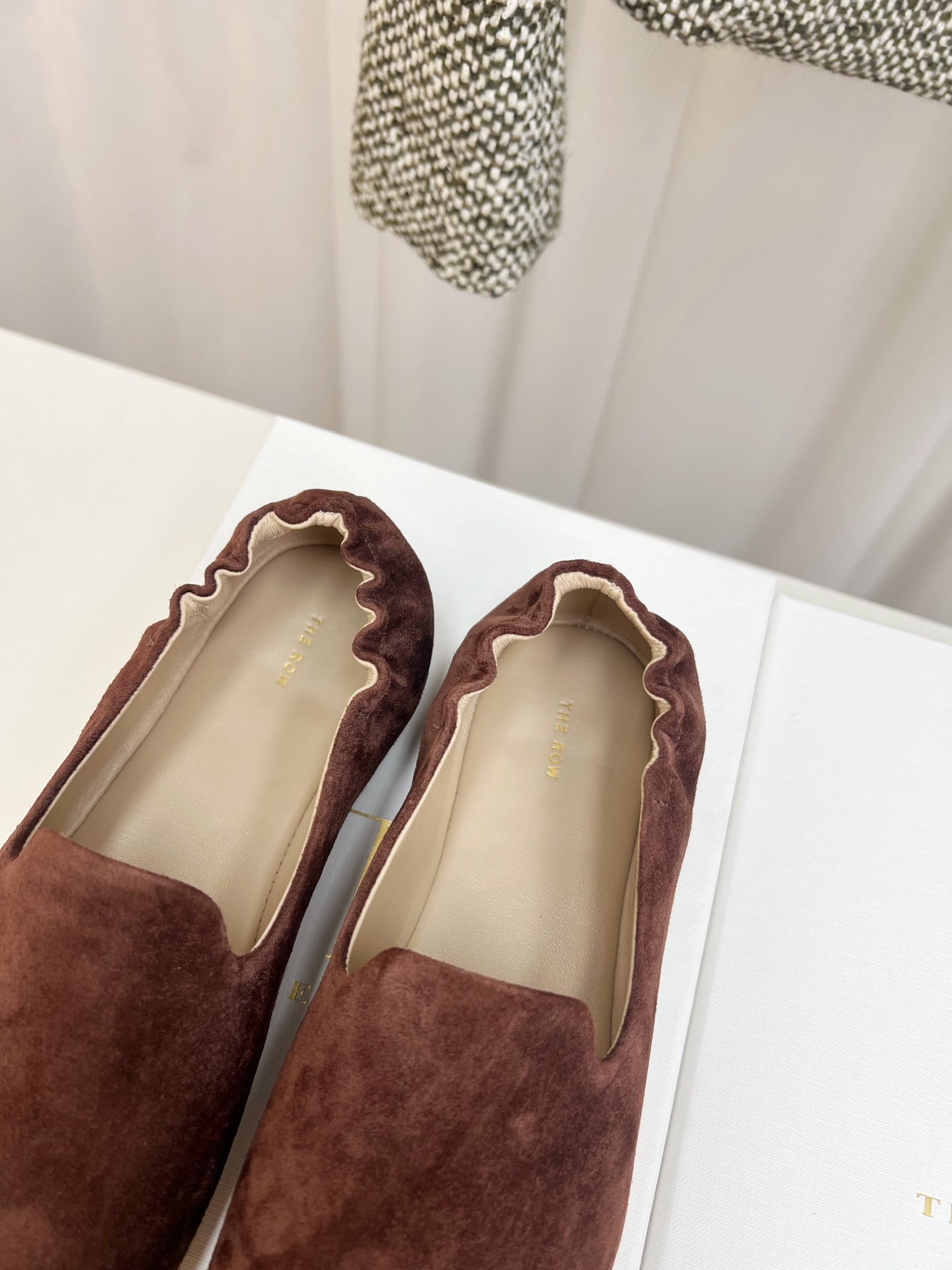 The Row Casa Ballet Flat Brown Suede 832671