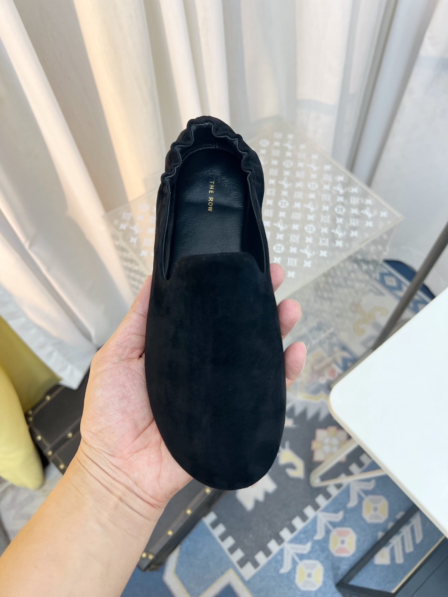 The Row Casa Ballet Flat Black Suede 832670