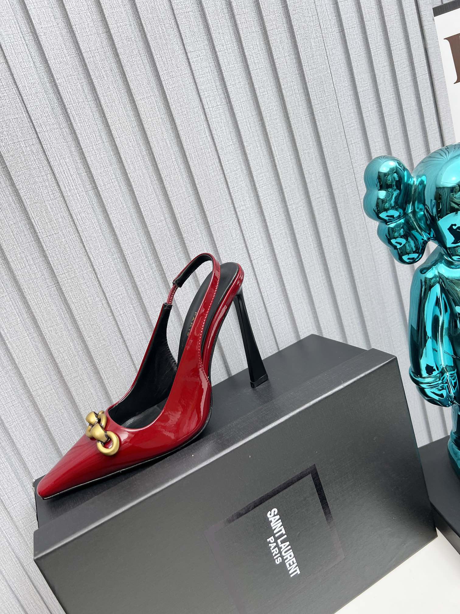 YSL Hermione Slingback 11cm Red Patent Leather 680408