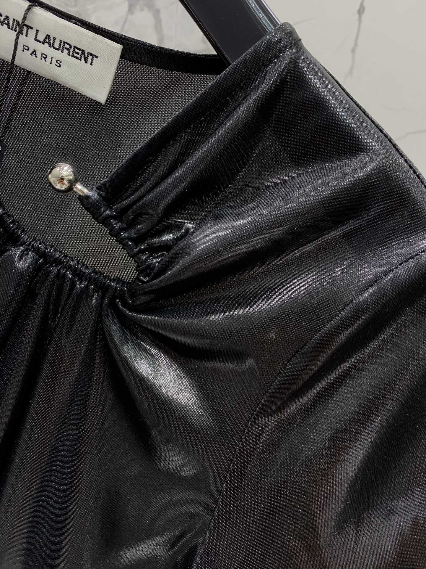 YSL 26s Blouse Metallic Black Polyester 408633