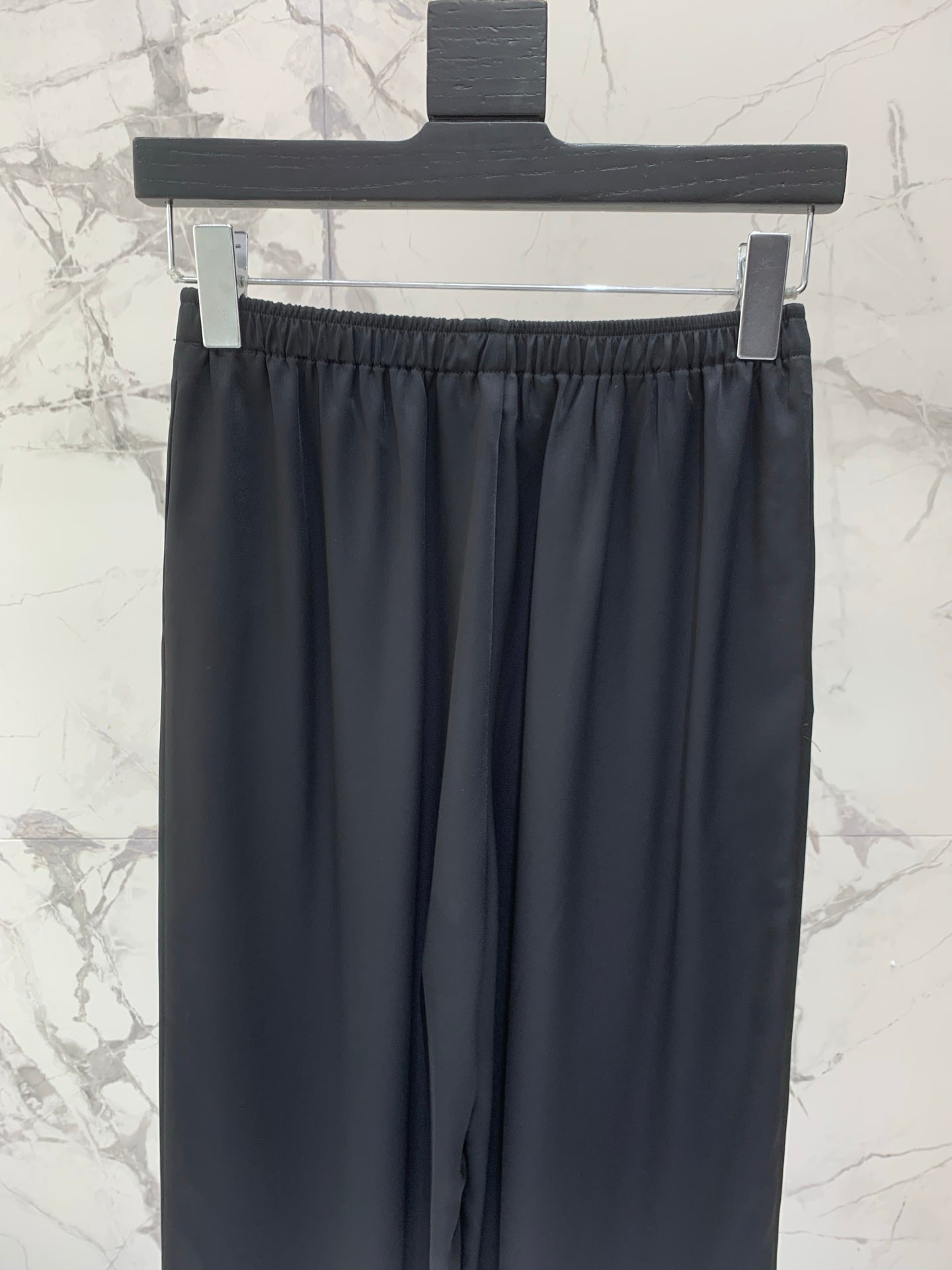 YSL 26s Wide-Leg Trousers Black Silk 408687
