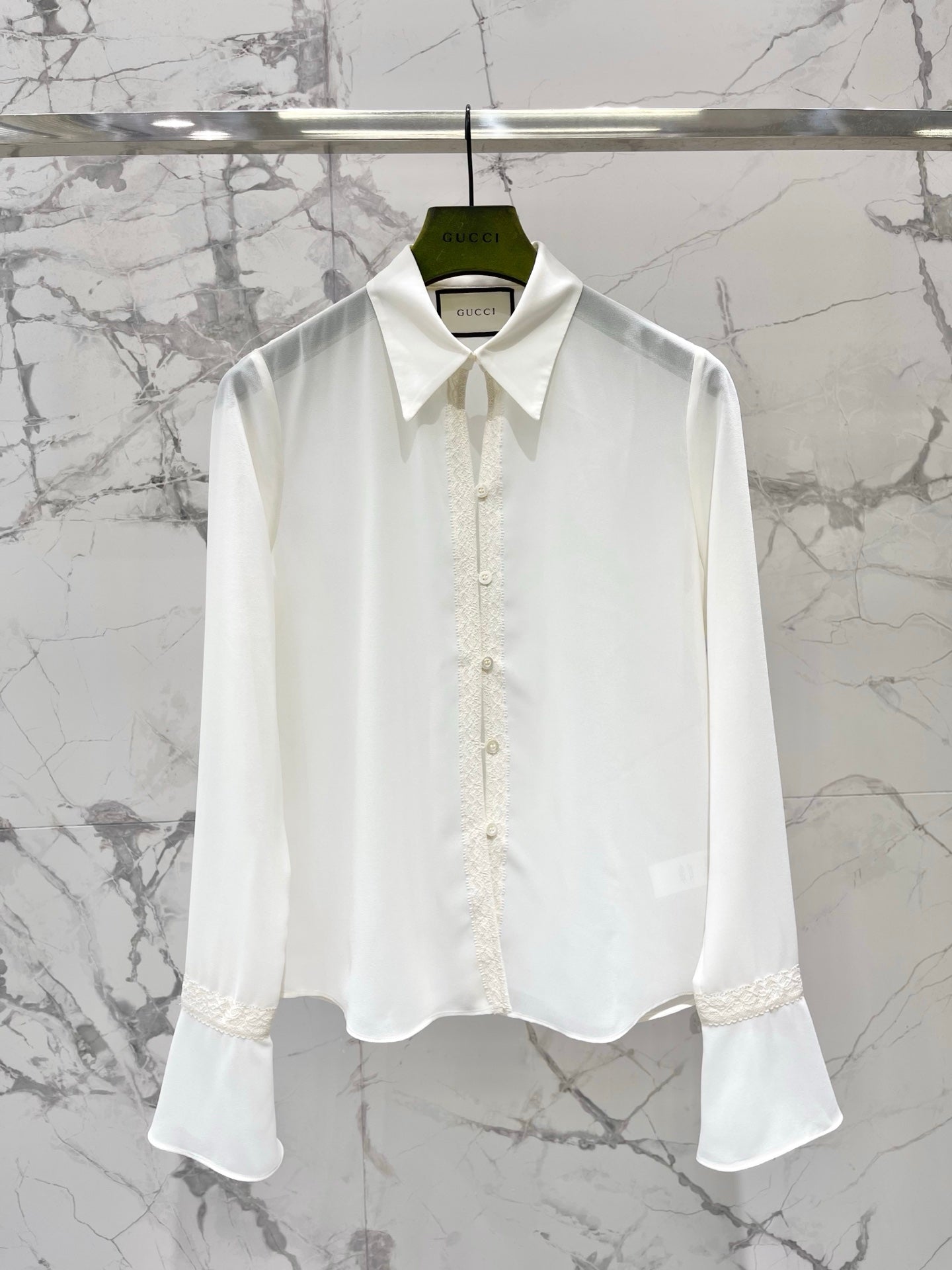 GG 26s Georgette Shirt White Lightweight Silk 408670