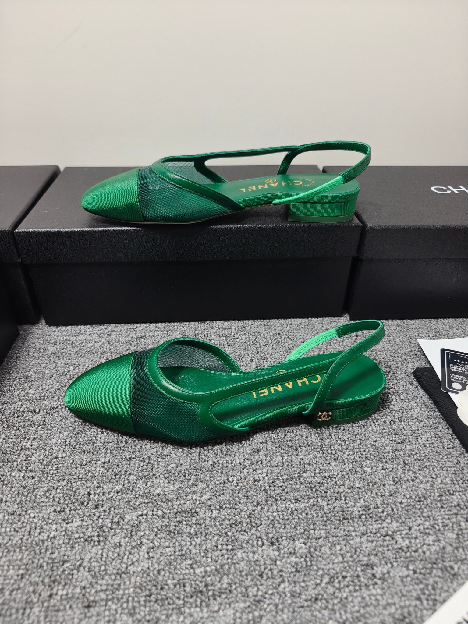 CC 26s Slingback Green Mesh Fabric Sheepskin 681999