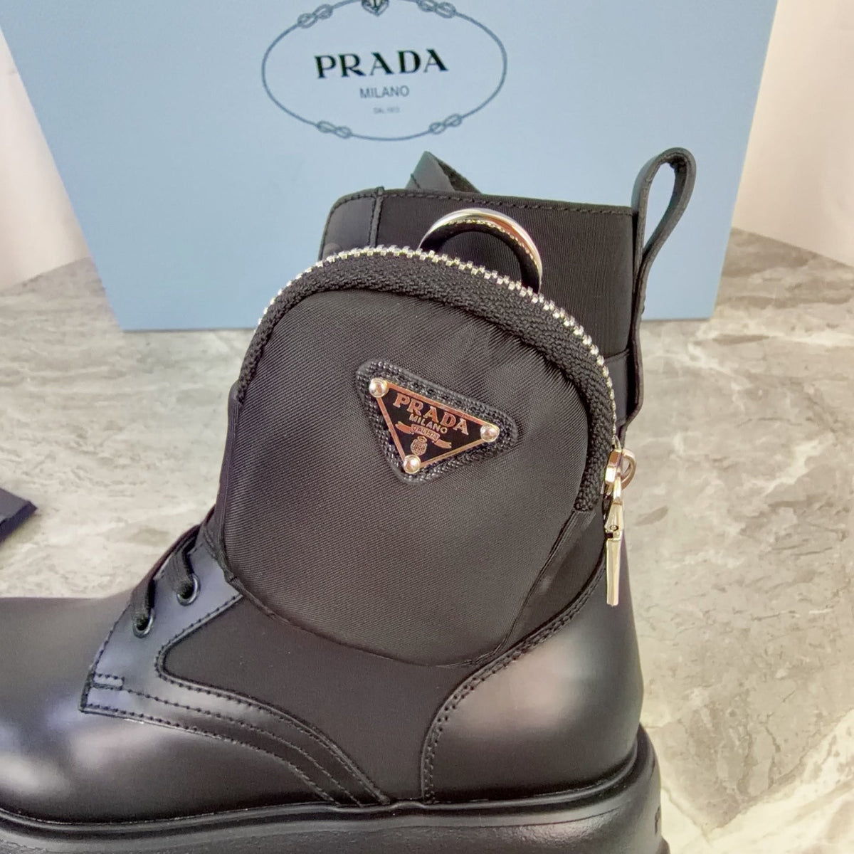 Prada 26s Monolith Boots Black Smooth Leather 157672