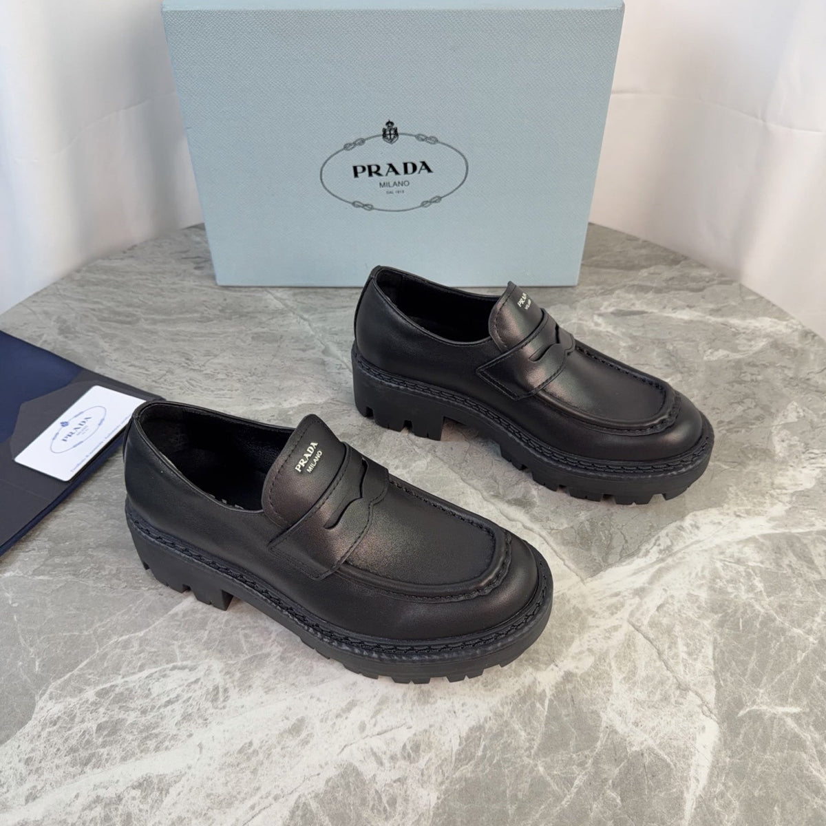 Prada 26s Loafers Black Smooth Leather 157674