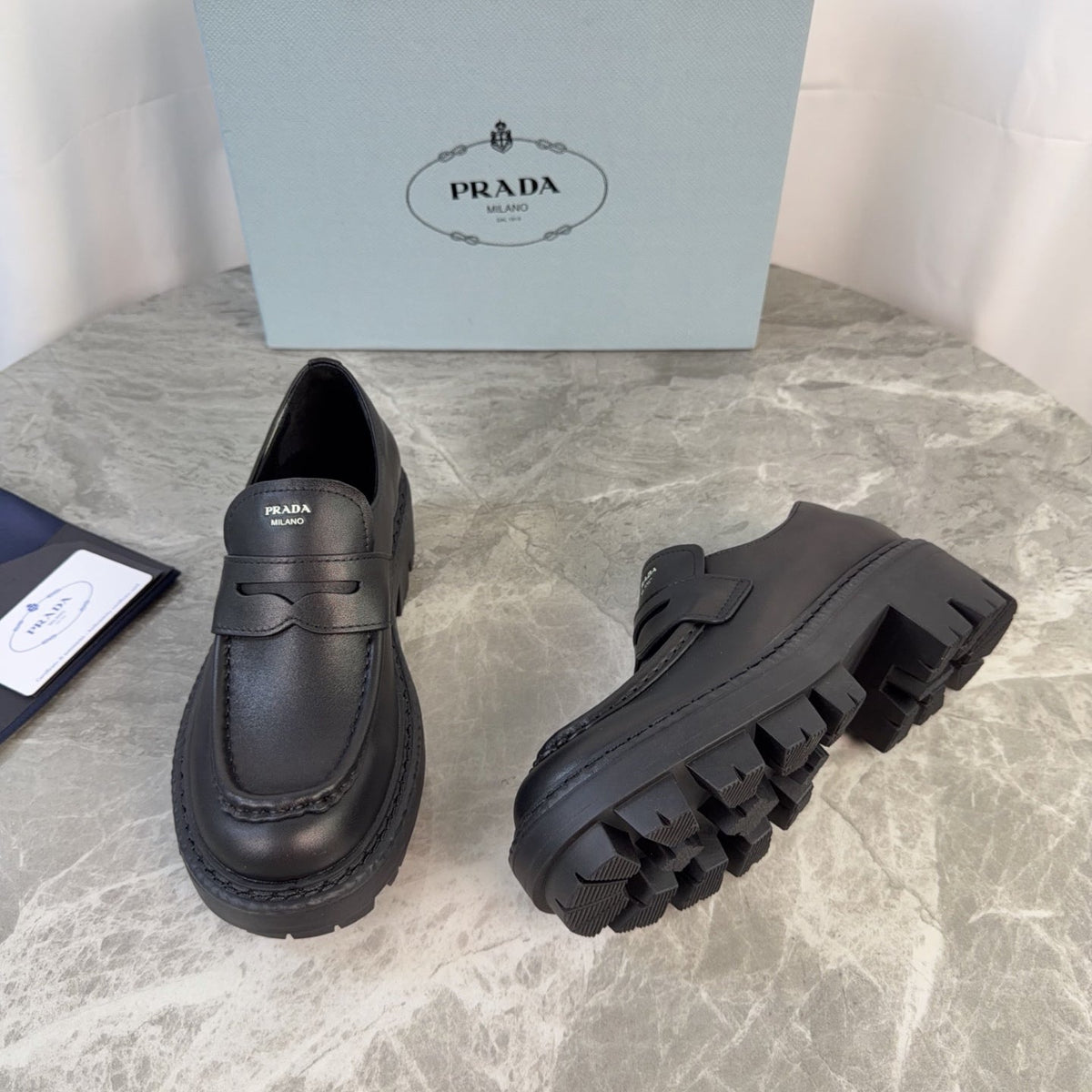 Prada 26s Loafers Black Smooth Leather 157674