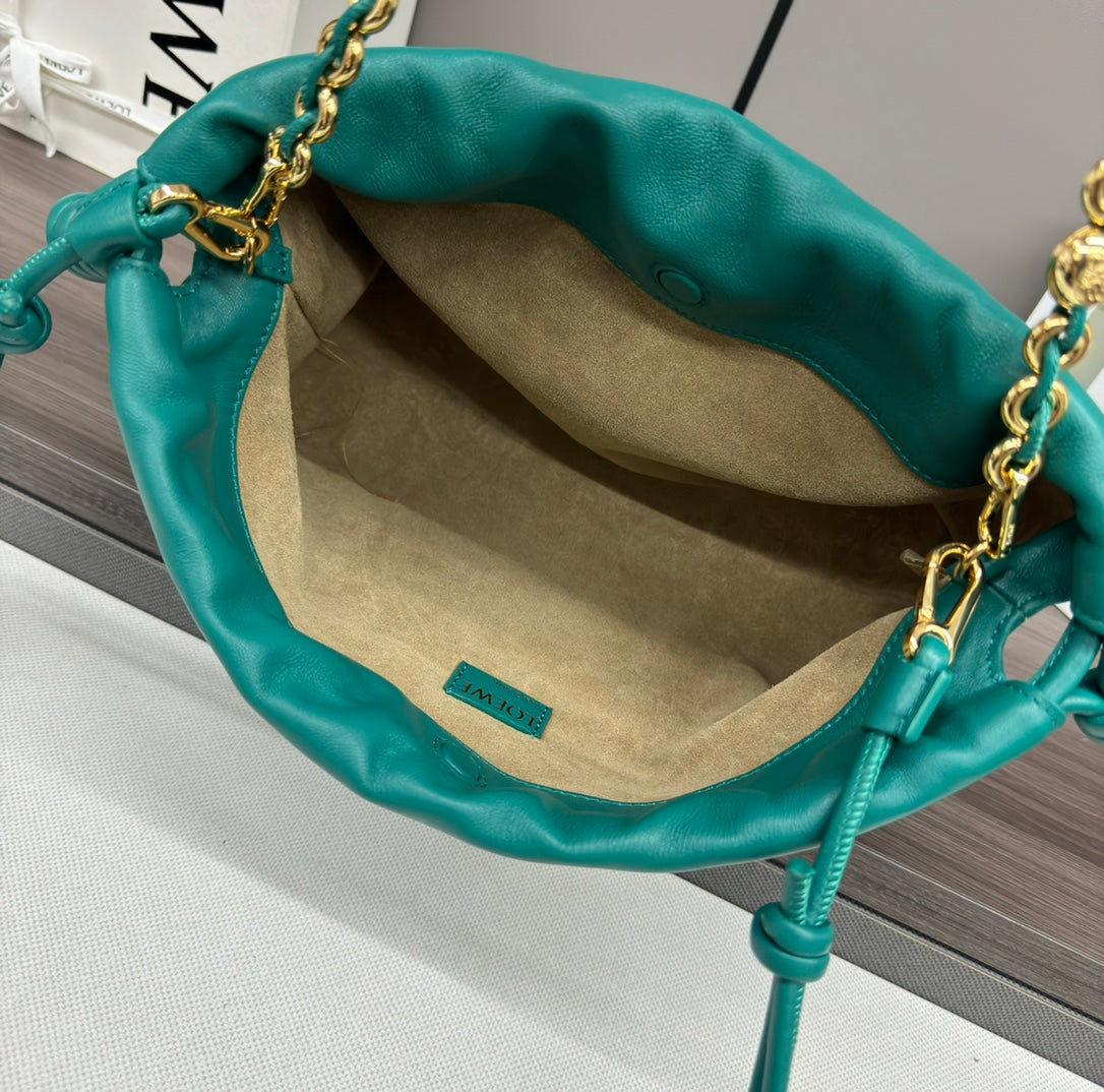 Loewe Flamenco Purse 30 Turquoise Blue Lambskin Ghw